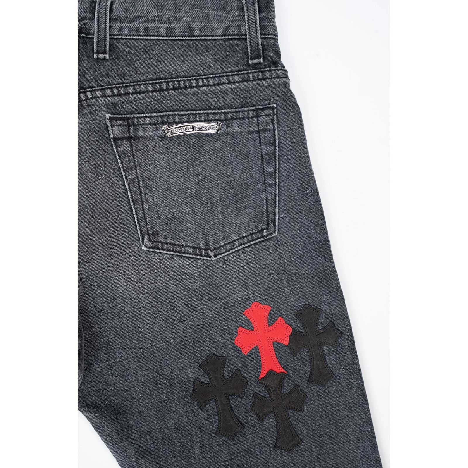 Chrome Hearts CLB Grey Black & Red Cross Patch Jeans Size US 34 / EU 50 - 11 Thumbnail