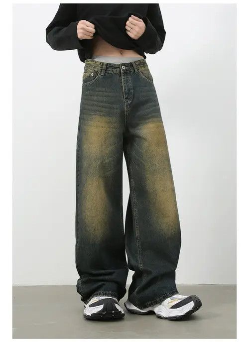 Japanese Brand × Jean Men's distressed washed all-match casual straight jeans Size US 32 / EU 48 - 2 Thumbnail