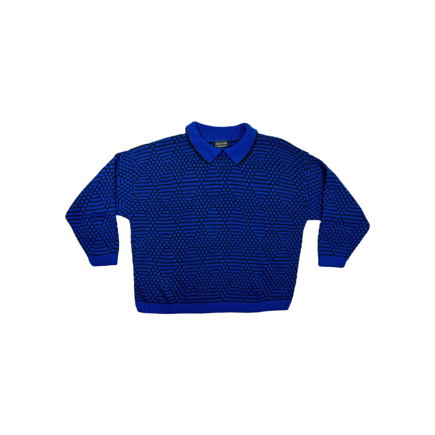 Other Vintage Retro Collared Sweater Objects D'art Blue Black S Size S / US 4 / IT 40 - 2 Thumbnail