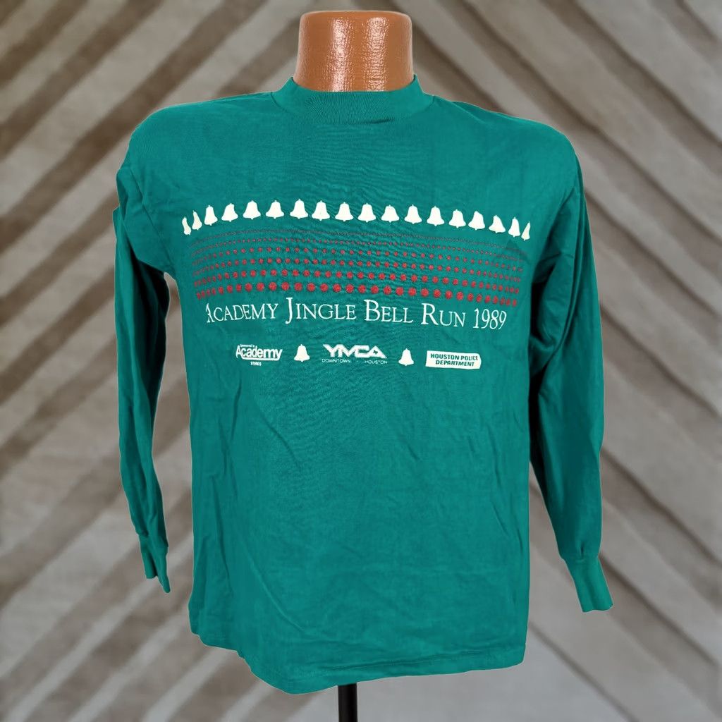 Bell VINTAGE 80s Shirt M Tight Jingle Bell Run Christmas 1989 Houston TX USA Size US M / EU 48-50 / 2 - 1 Thumbnail