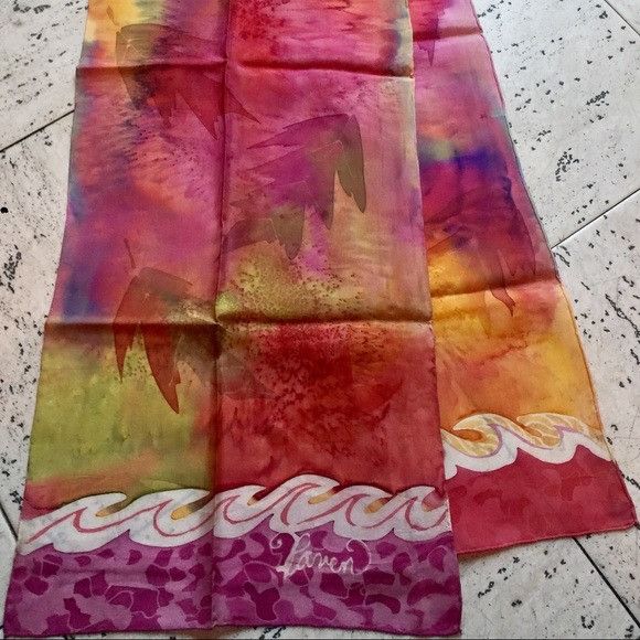 Vintage Vintage Fall Silk Long Scarf Size ONE SIZE - 1 Thumbnail