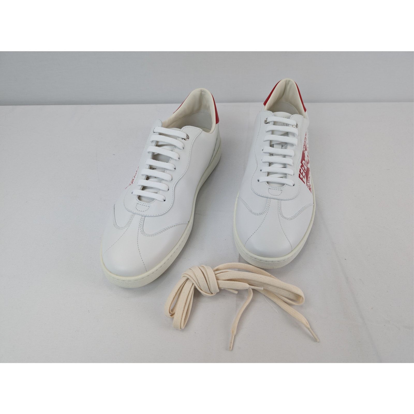 Salvatore Ferragamo o1rshd1 Achille Venn Low-Top Sneakers in White/Red Size US 11 / EU 44 - 8 Thumbnail