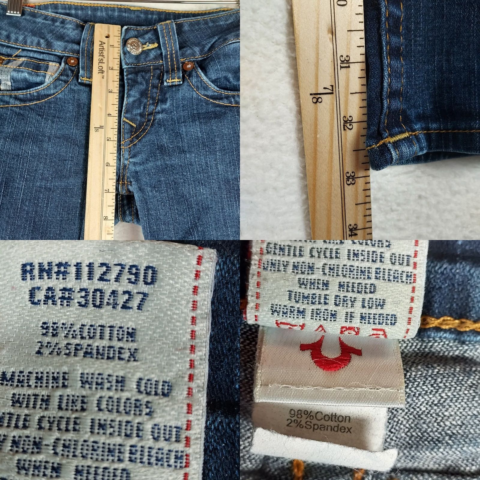 True Religion True Religion Women’s Jeans 28 Skinny Medium Wash Stretch Denim 5-Pocket Logo Low Rise Made in USA Size 28" / US 6 / IT 42 - 8 Thumbnail