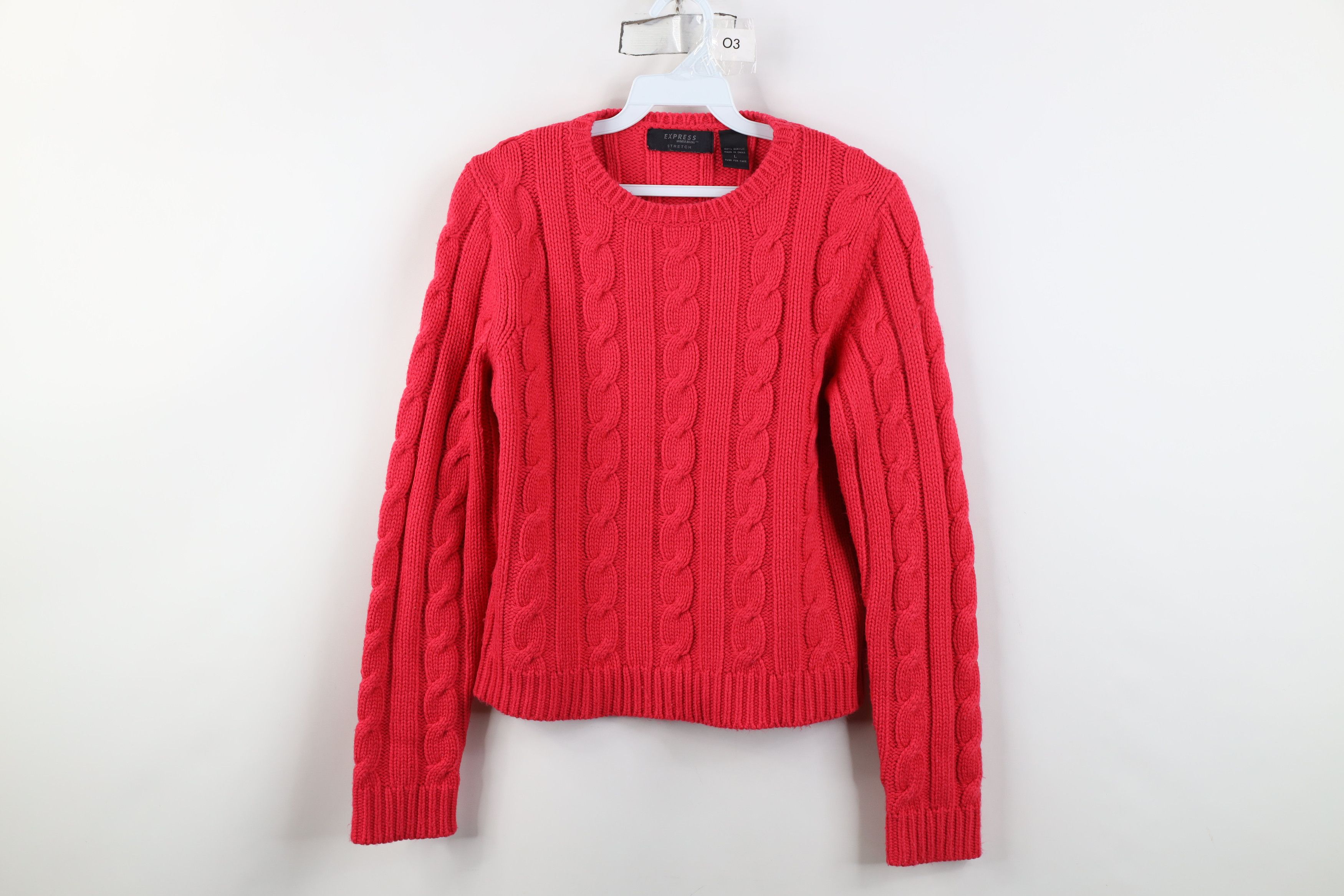 Express Vintage 90s Y2K Express Babydoll Chunky Cable Knit Sweater Size L / US 10 / IT 46 - 1 Thumbnail