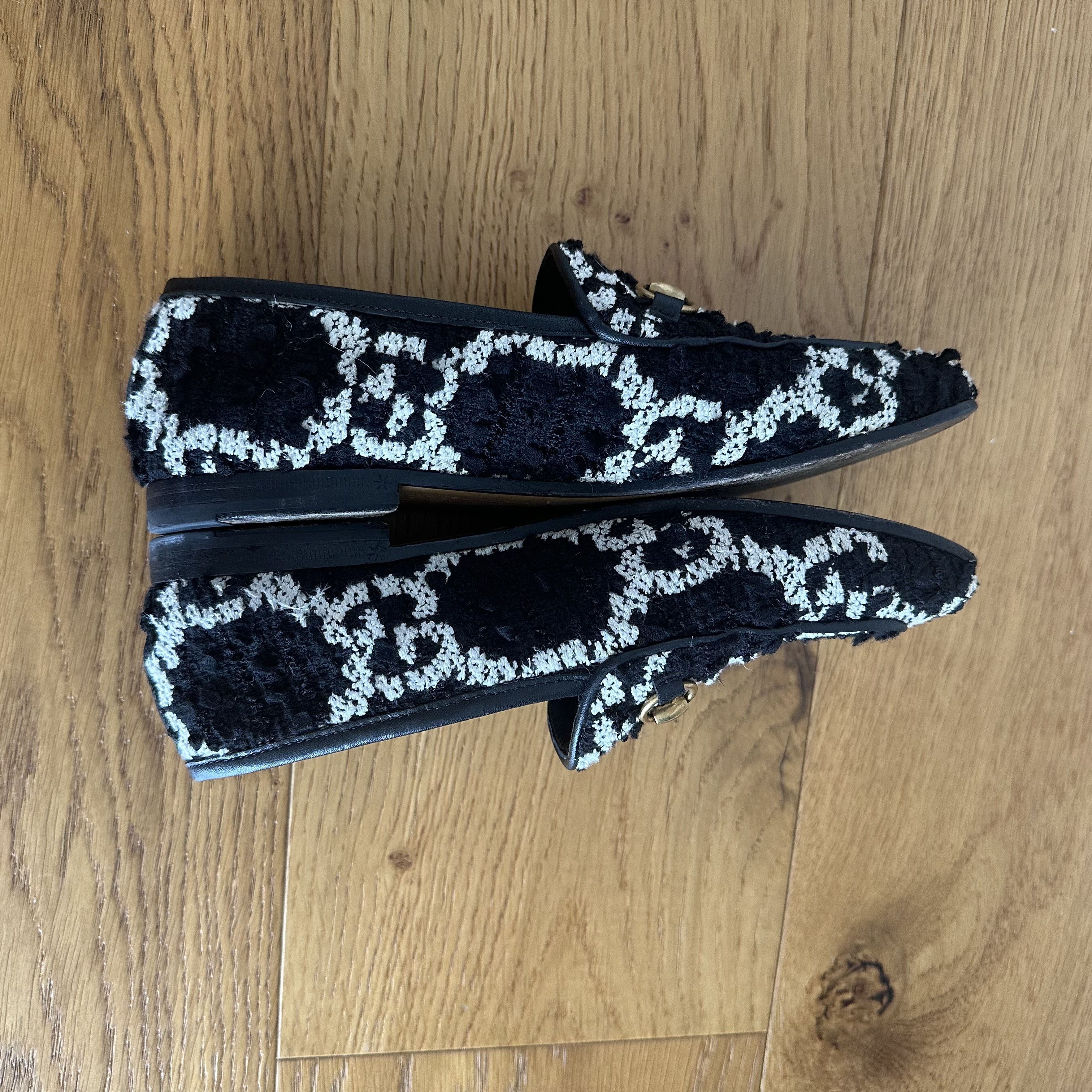 Gucci GUCCI Jordaan loafers in black and white GG Tweed Size US 6.5 / IT 36.5 - 7 Thumbnail