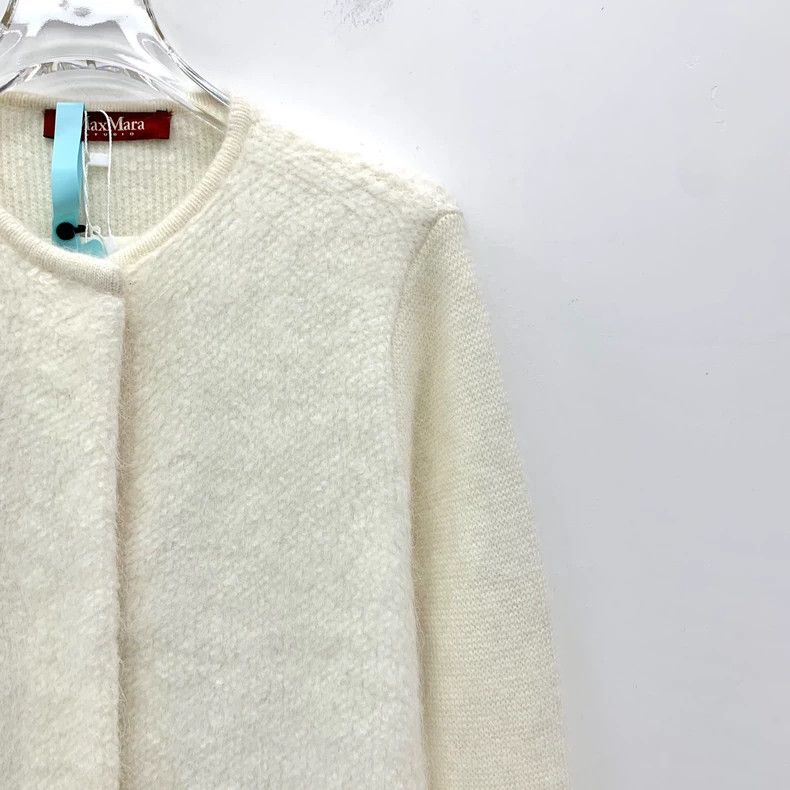 Max Mara Max Mara Off-white rabbit hair long-sleeved overcoat Size S / US 4 / IT 40 - 3 Thumbnail