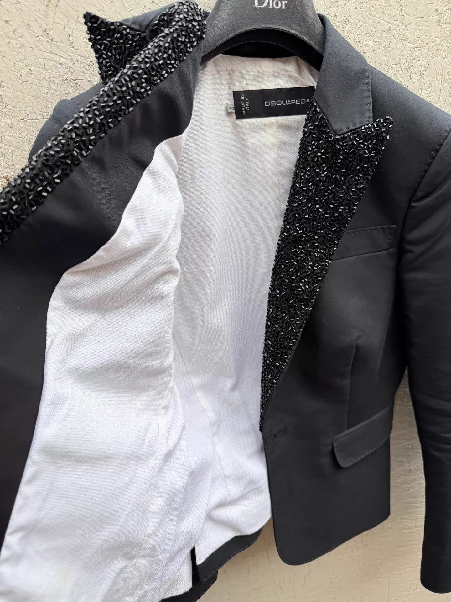 Dsquared2 Dsquared² Black Sequin Collar Slim Fit Blazer 40 Size S / US 4 / IT 40 - 3 Thumbnail