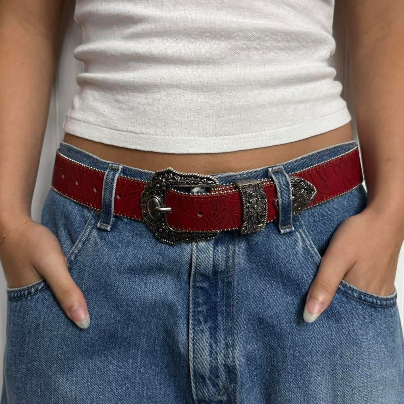 Other Red floral engraved western WMNS2 Size ONE SIZE - 3 Thumbnail