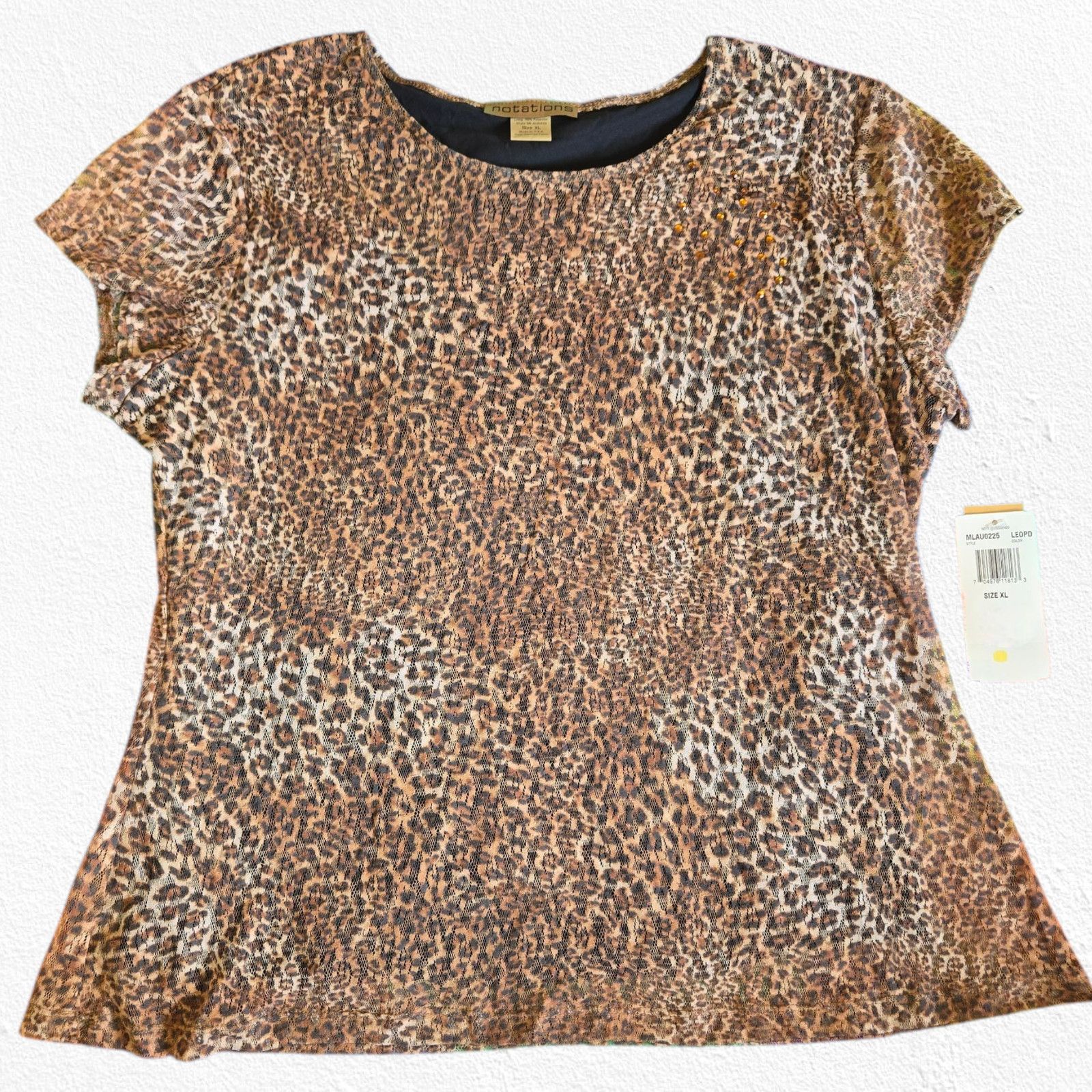 Vintage Y2K Animal Print Lace Overlay USA Made Blouse Size XL Size XL / US 12-14 / IT 48-50 - 2 Thumbnail
