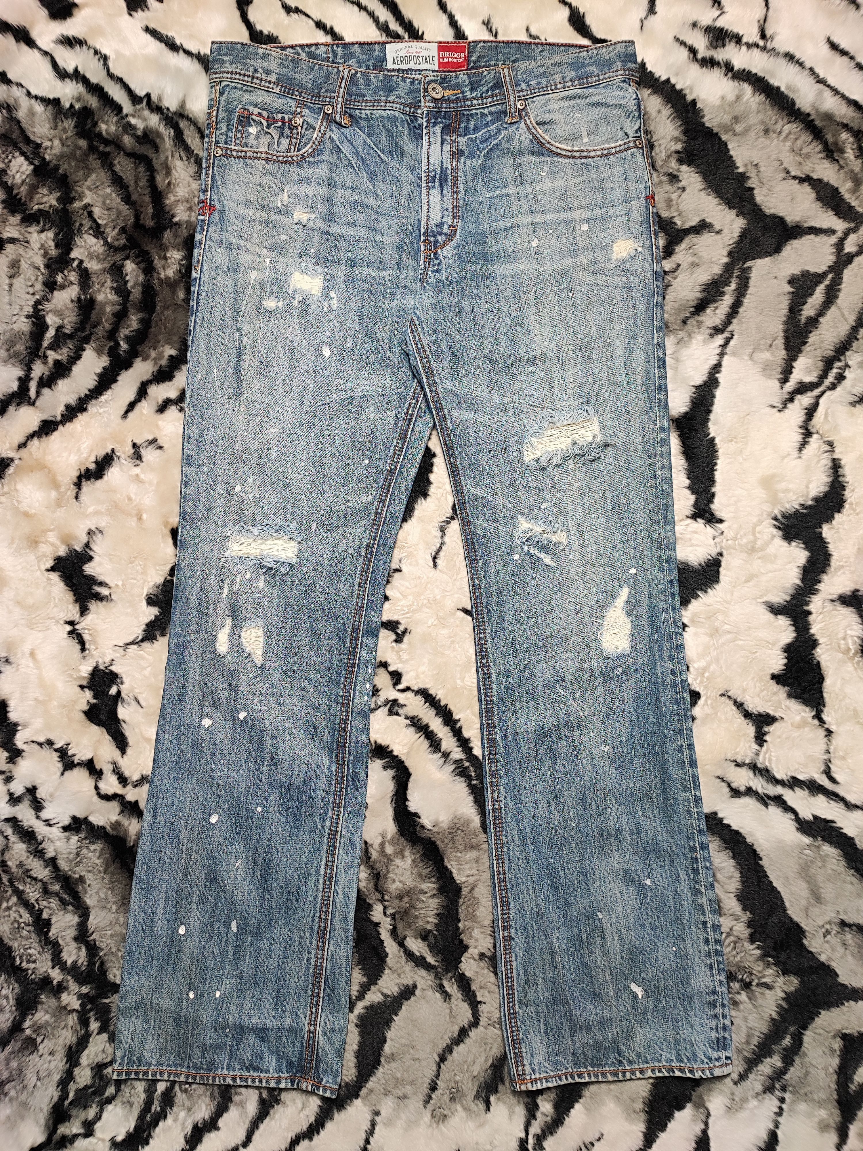 Aeropostale × Vintage Crazy Vintage Y2K/2000s Baggy Grunge Distressed Flared Jeans Size US 36 / EU 52 - 2 Thumbnail