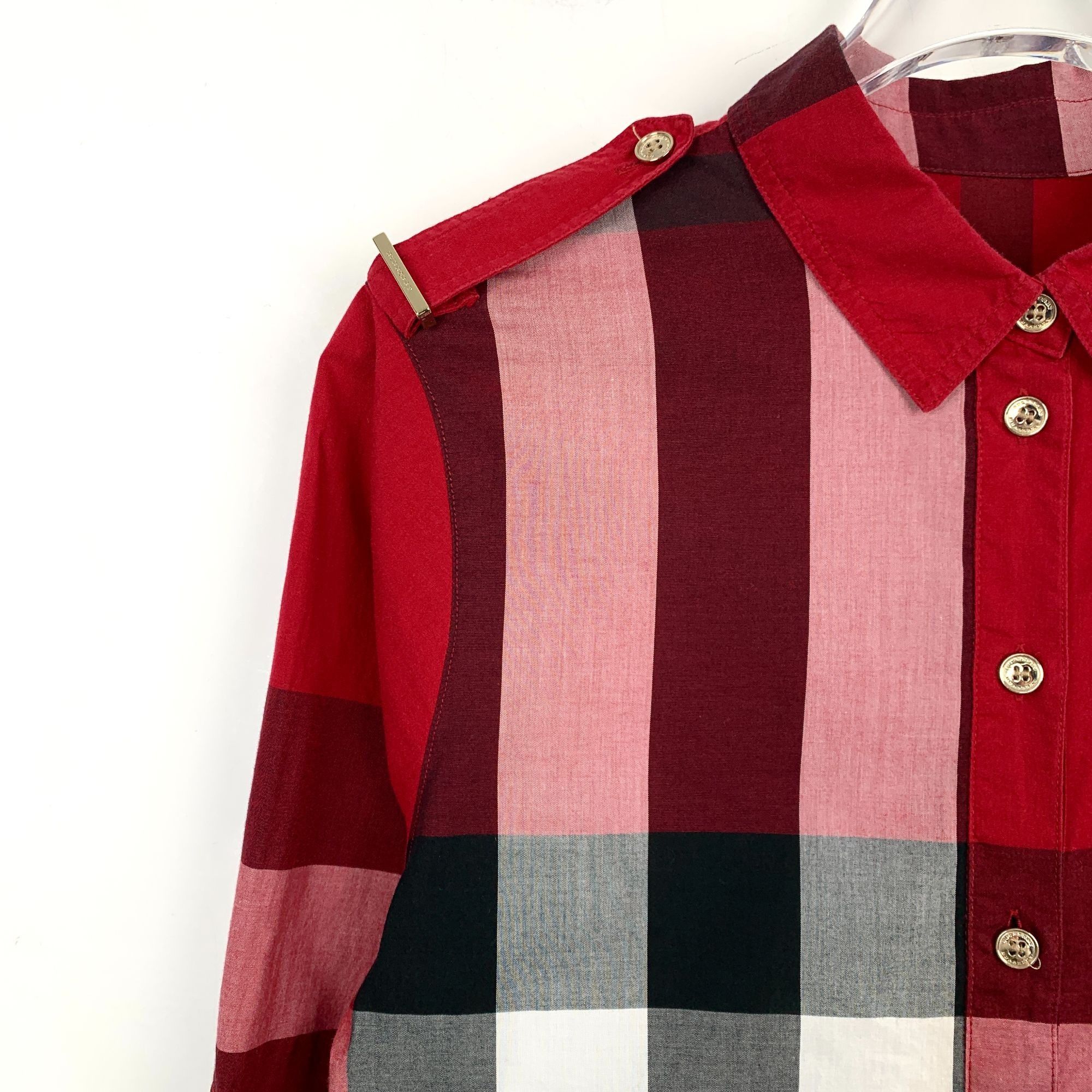 Burberry Burberry Red Plaid Cotton Long Sleeve Shirt Dress Size XS Size XS / US 0-2 / IT 36-38 - 7 Thumbnail