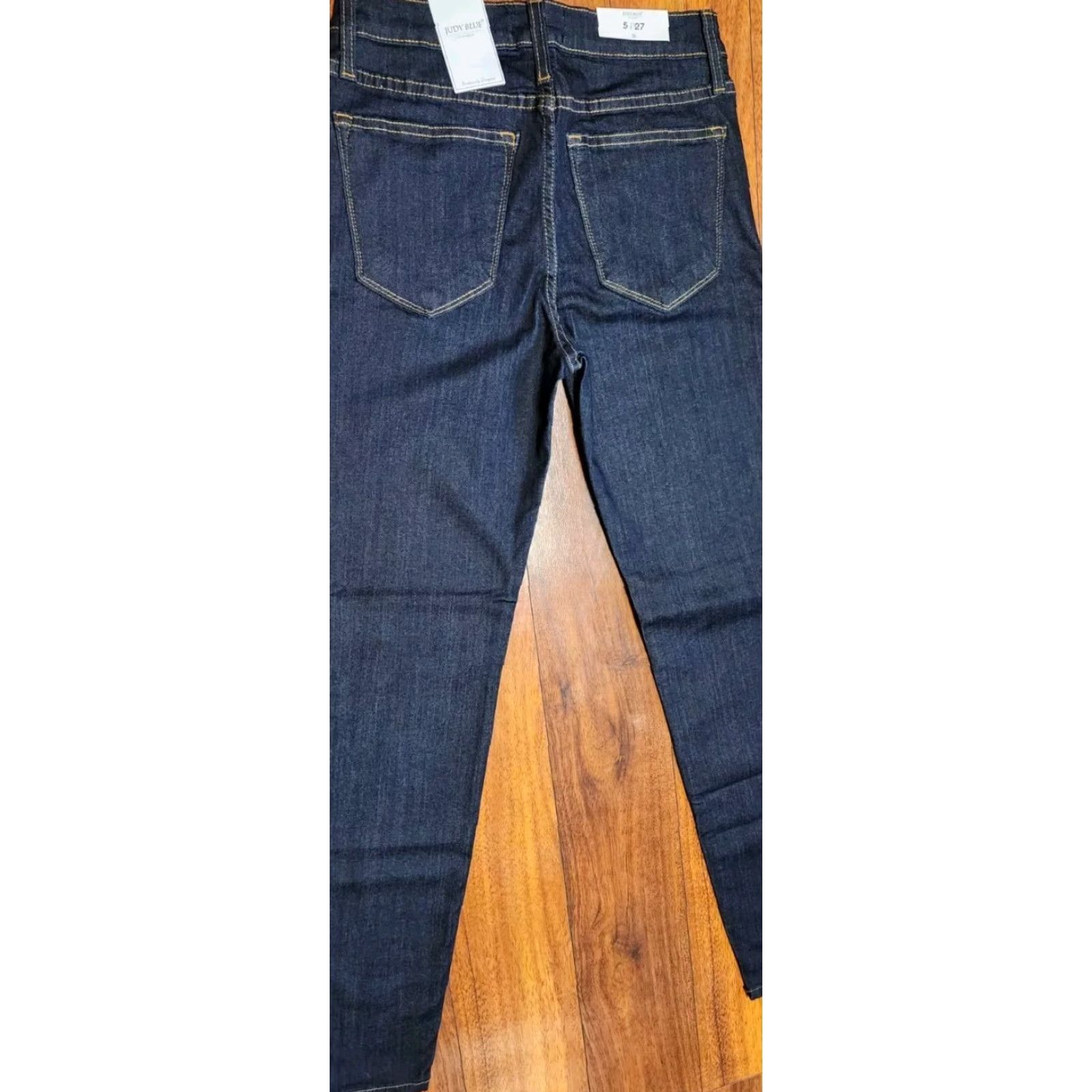 Denime JUDY BLUE Jeans Women 5/27 (27x30) Rayon Skinny Mid Rise Dark Blue Denim USA NWT Size 27" / US 4 / IT 40 - 4 Thumbnail