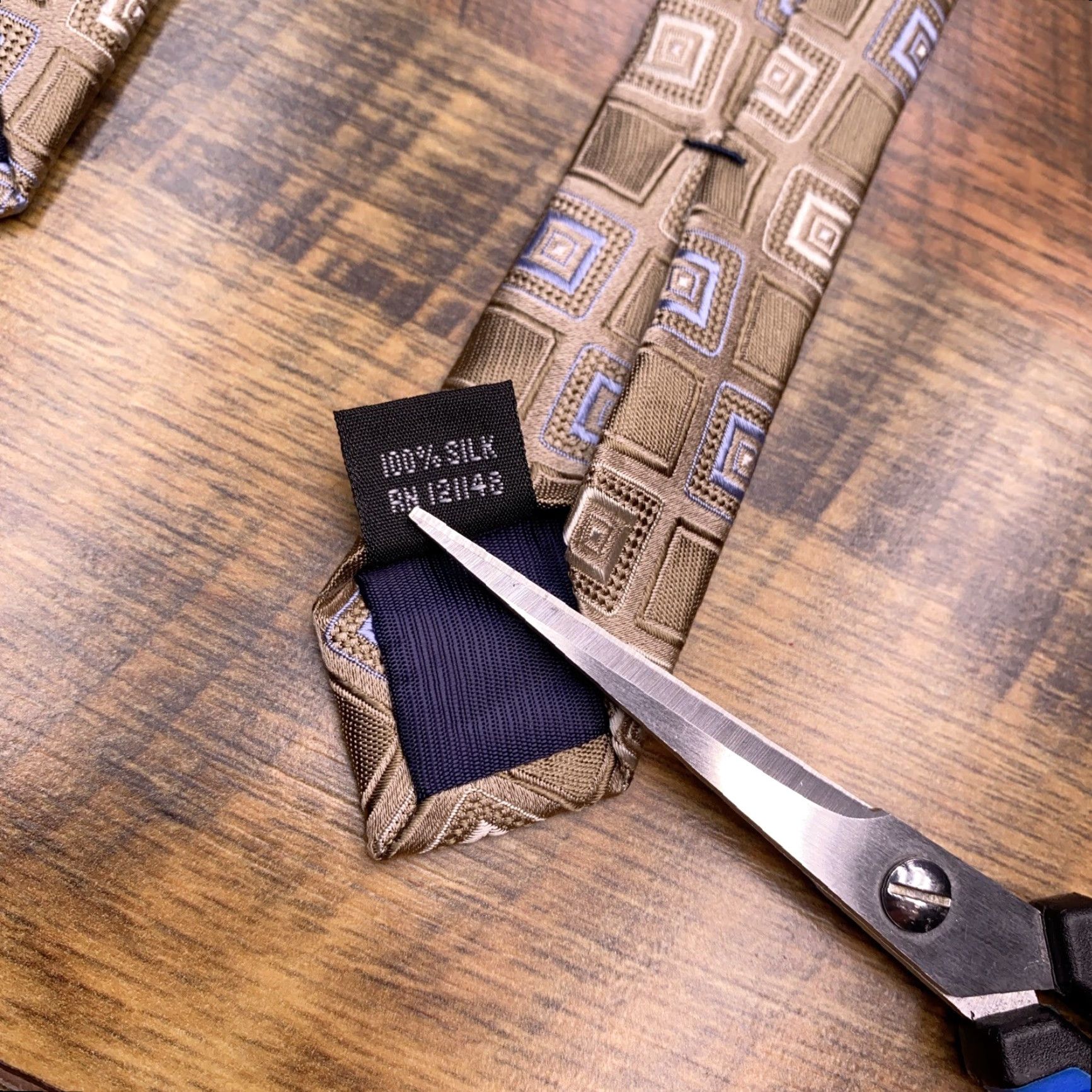 Joseph Abboud Joseph Abboud Silk Tie Geometric Tan Brown Squares Wedding Pointed 57"-60" One Size Men Stain Inside Lining Adjustable Logo New Sequentially Edited Size ONE SIZE - 5 Thumbnail
