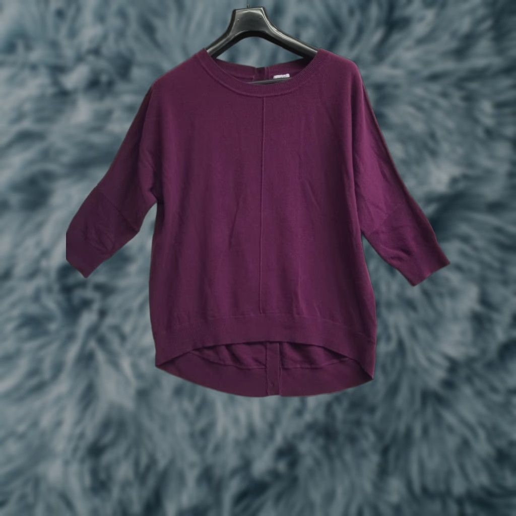 Jigsaw Jigsaw Jumper Bourgundy Knit Long Sleeve Back Button Up Burgundy L Women Size L Wool Blend 3/4 Sleeve Size L / US 10 / IT 46 - 1 Thumbnail