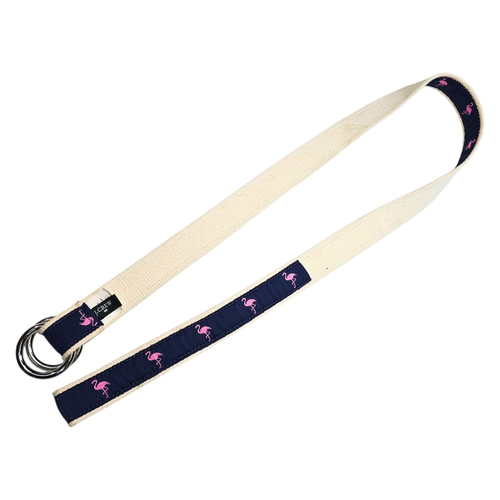 J.Crew J.Crew Double D Ring Navy Cream Pink Flamingo Belt M/L Mens Size ONE SIZE - 6 Thumbnail