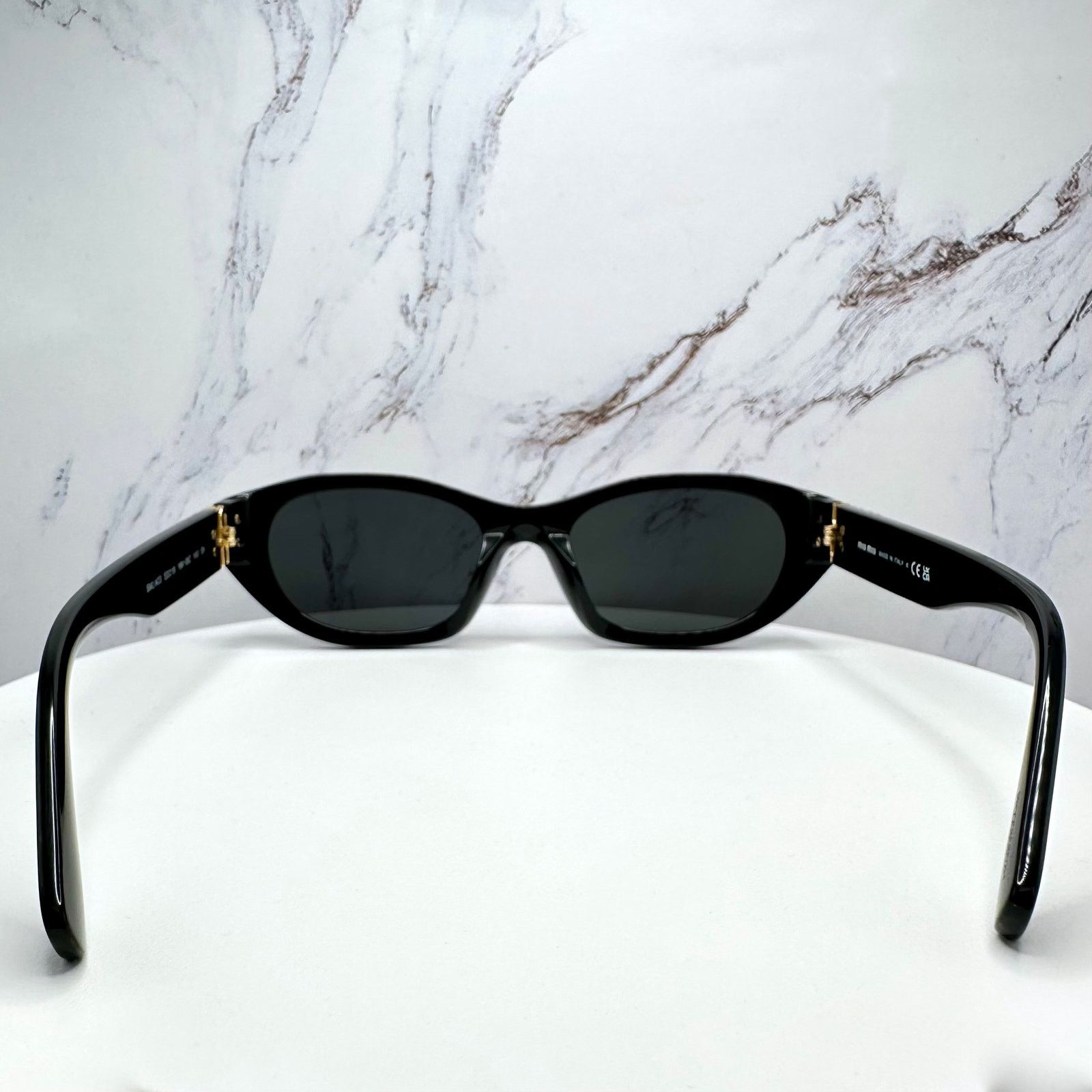 Miu Miu NEW MIU MIU Sunglasses Black Gold Rectangle Cat Eye Size ONE SIZE - 14 Thumbnail
