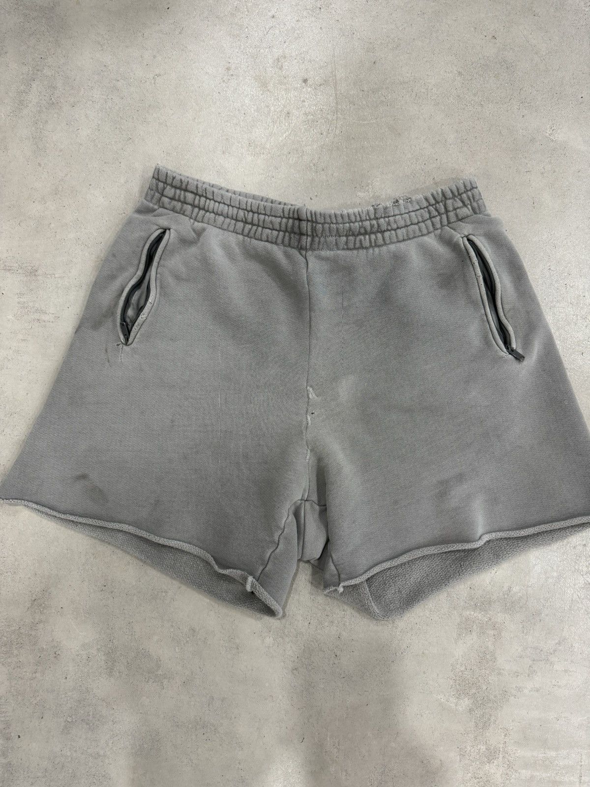 image of Kanye West x Yeezy Season 6 Sweat Shorts Core Faded Vintage Style in Grey, Men's (Size 30)