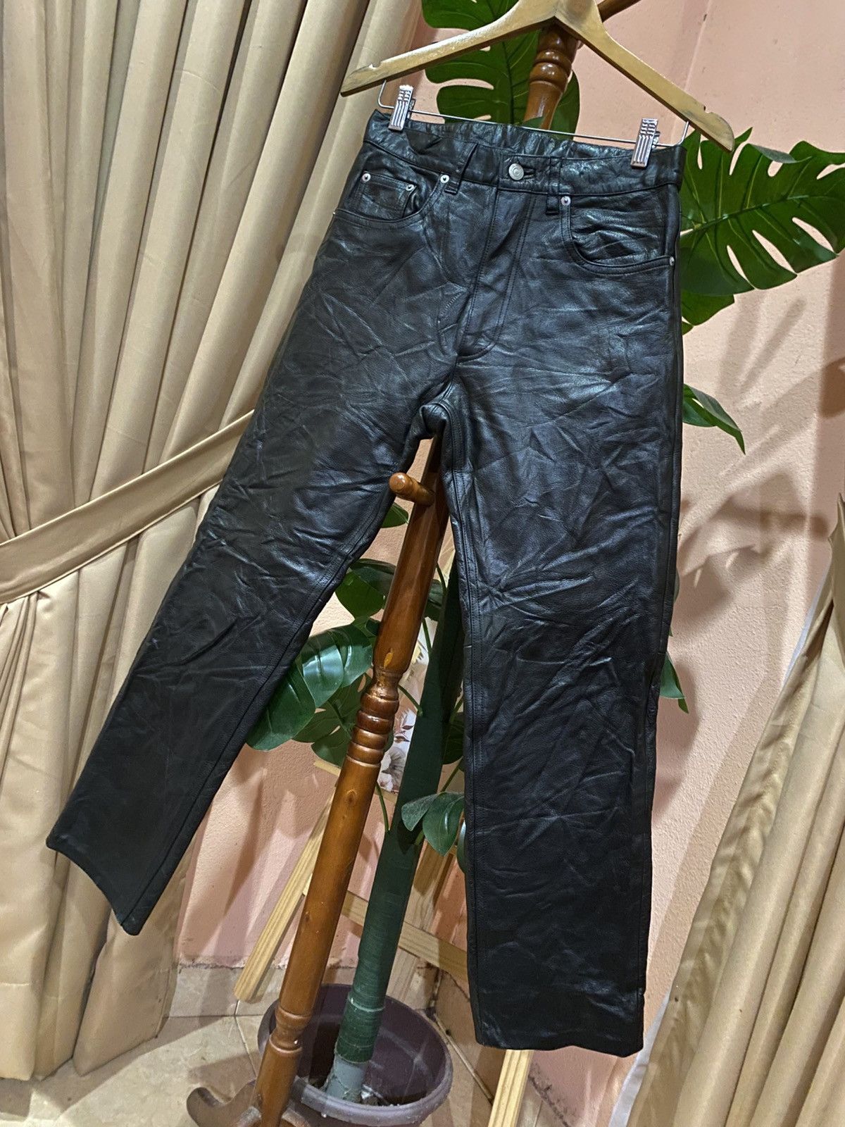 Genuine Leather Vintage WIND ARMOR Nichiwa Black Genuine American Leather Size US 27 - 2 Thumbnail