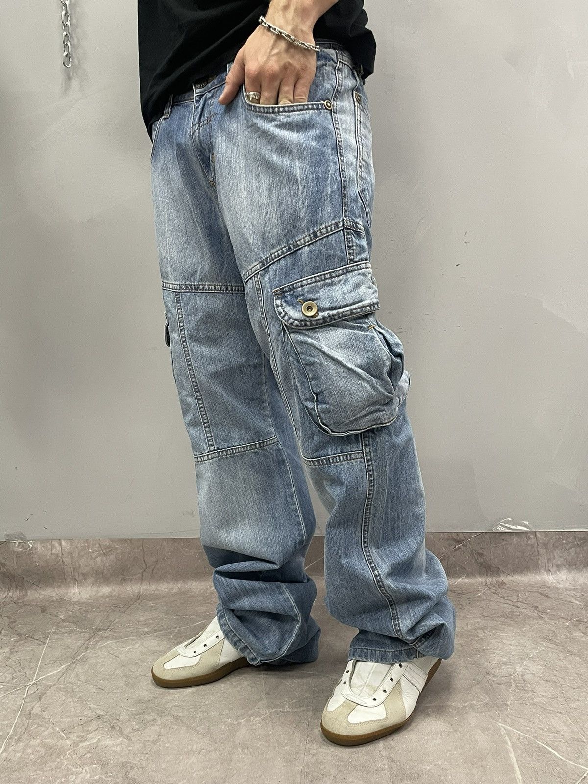 Tornado Mart baggy cargo denim distressed y2k pants tornado mart style Size US 31 - 4 Thumbnail