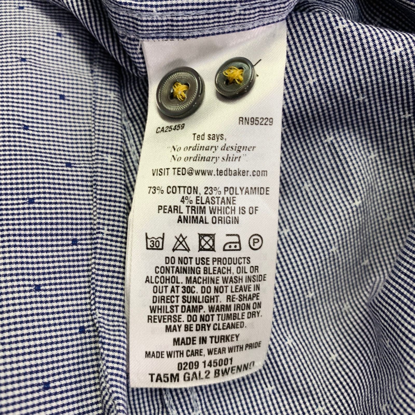 Ted Baker Bwenno Navy White Dots Cotton Blend One Pocket Short Sleeve Size US S / EU 44-46 / 1 - 7 Thumbnail