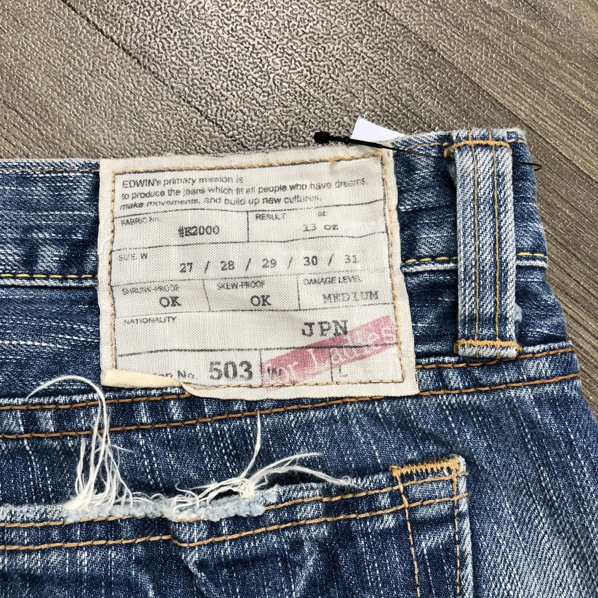 Edwin × If Six Was Nine × Le Grande Bleu (L.G.B.) 2000s Edwin 503 Distressed Punk Faded Bootcut Flared Jeans Size US 29 - 18 Thumbnail