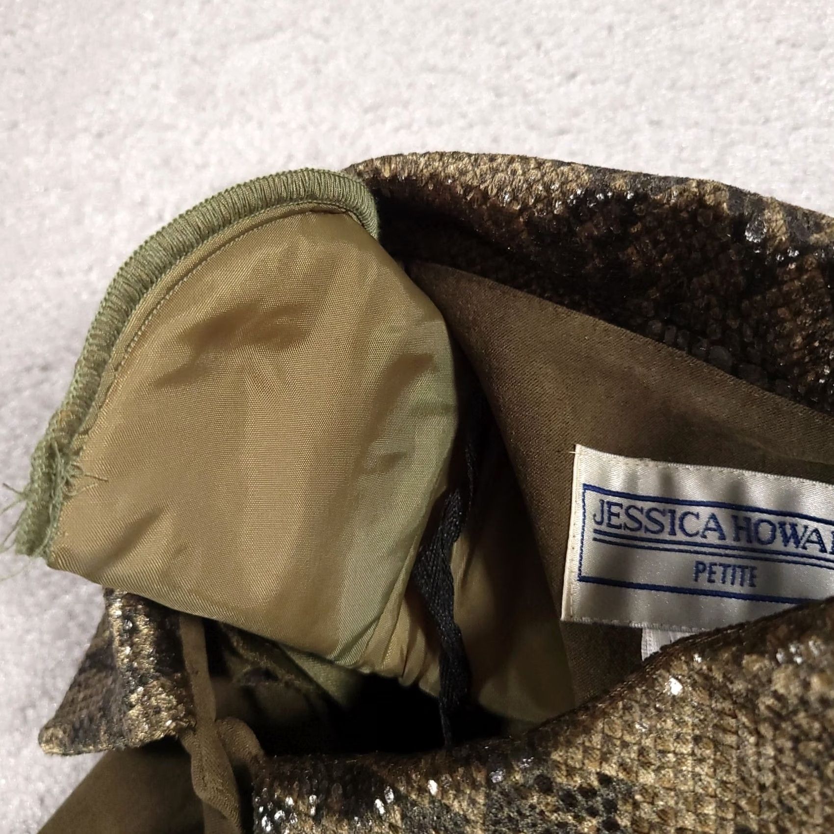 Vintage VINTAGE Jessica Howard Jacket Womens 10P Green Blazer Women Snake Skin Long Sleeve Open Back Size L / US 10 / IT 46 - 6 Thumbnail