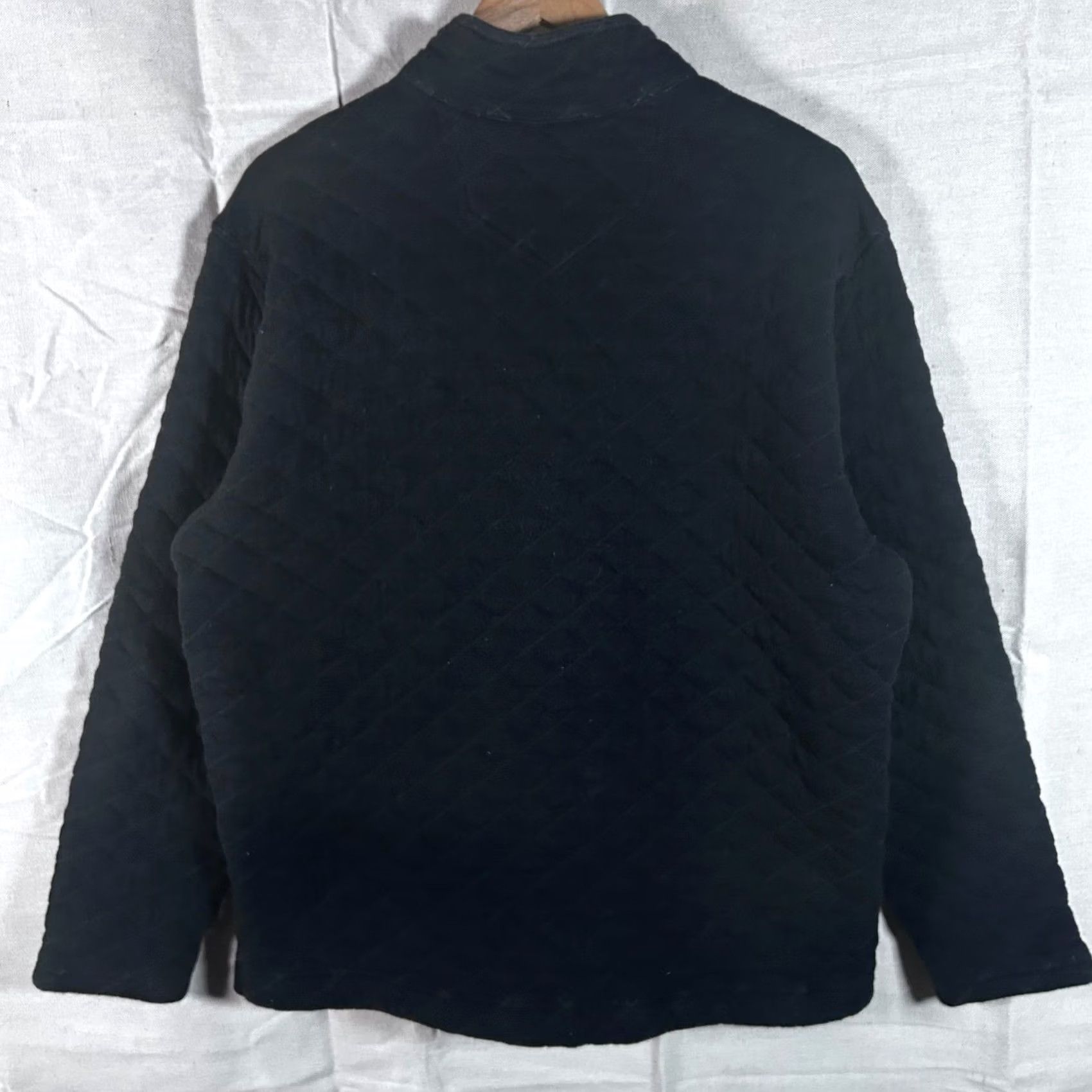 Eddie Bauer Eddie Bauer Mens Black Quilted Sweater Pullover Large Diamond Stitch Quarter Zip Size US L / EU 52-54 / 3 - 4 Thumbnail