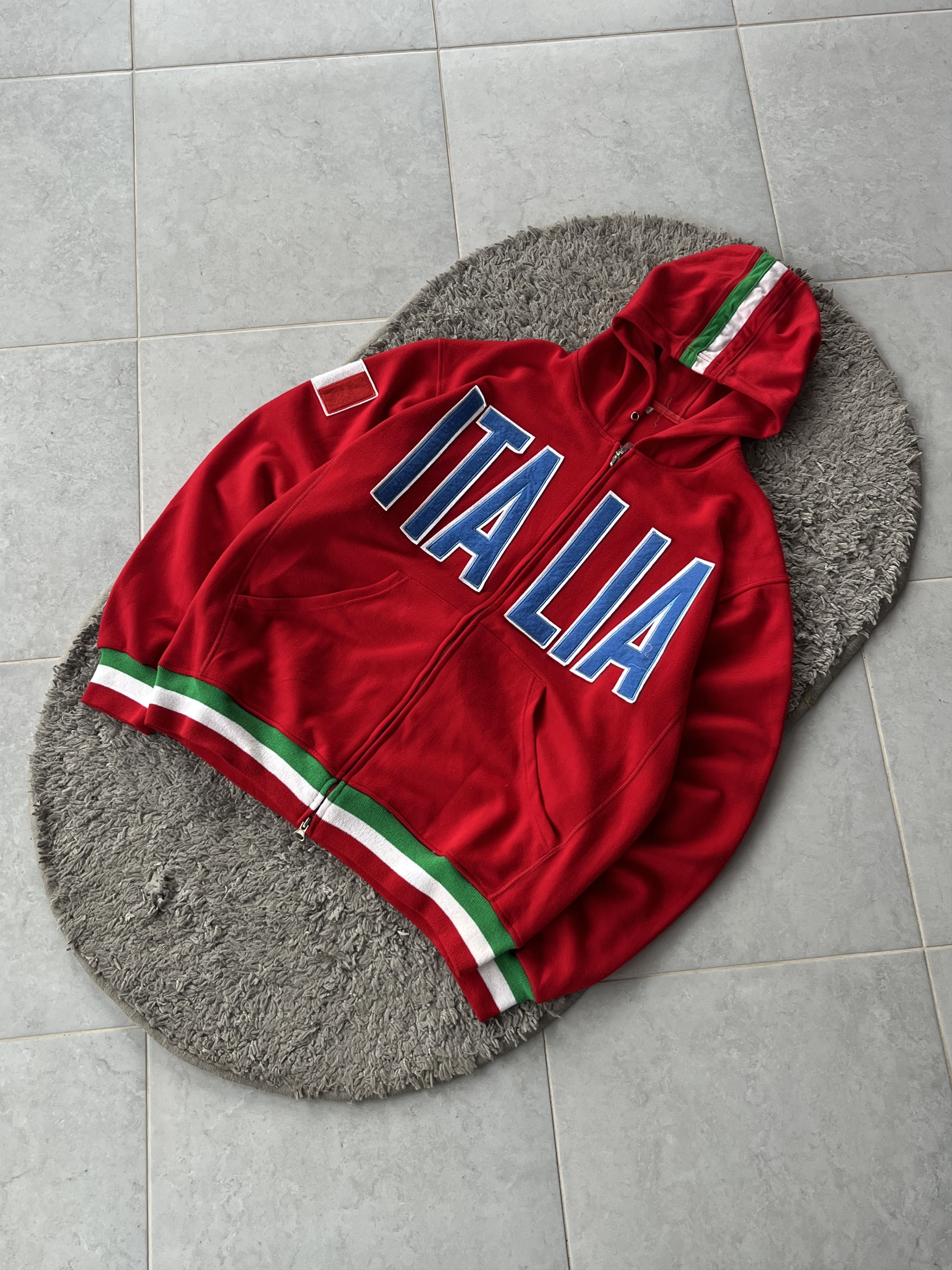Other ITALIA Full Zip Hoodie Blue Big Logo Flag Details Red Color Size US XXL / EU 58 / 5 - 5 Thumbnail