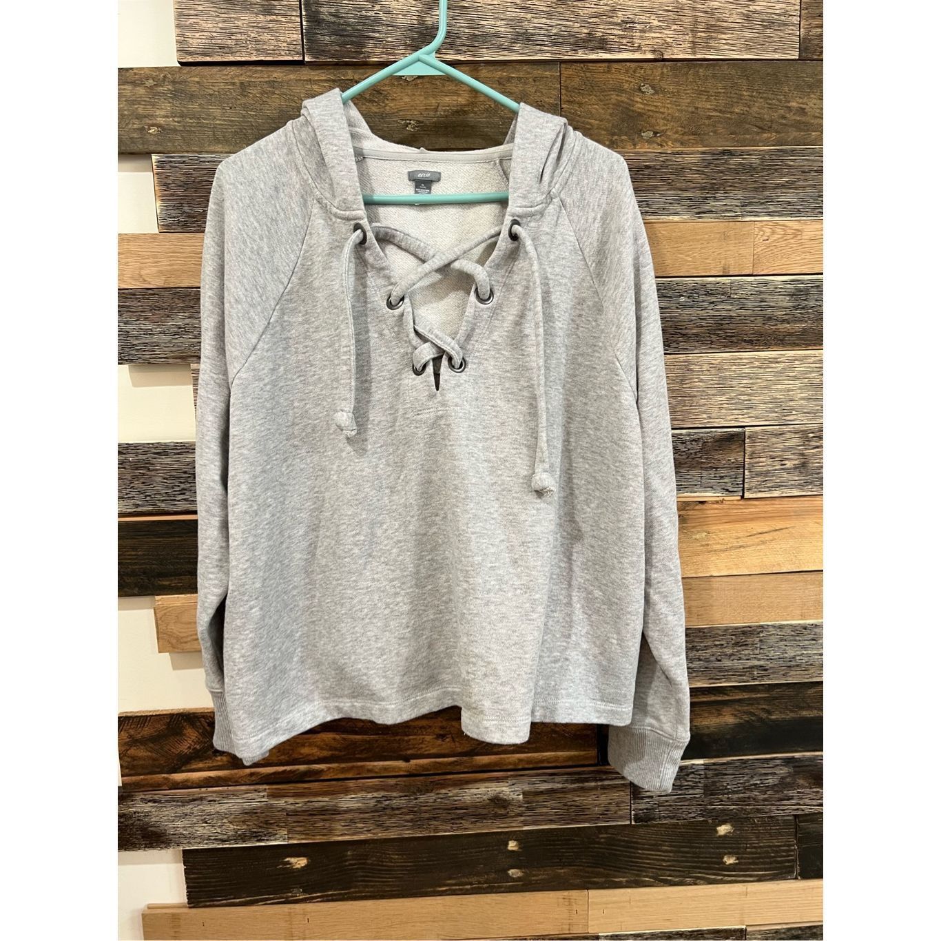 Other Aerie Gray Lace Up Hoodie Sweatshirt relax fit Size XL Size XL / US 12-14 / IT 48-50 - 1 Thumbnail