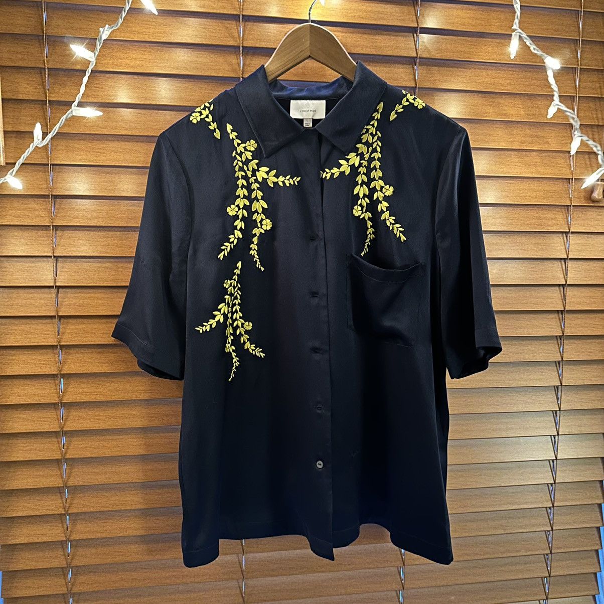Cinq a Sept cinq à sept dark blue blouse 100% silk Size L / US 10 / IT 46 - 8 Thumbnail