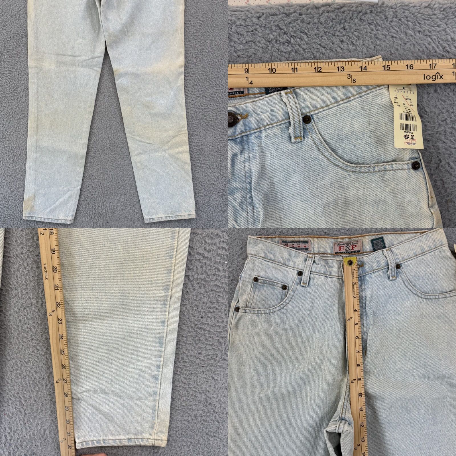 Express VINTAGE Express Jeans Womens 90s Tapered High Rise Denim 30x32 NWT 11/12 Blue 100% Cotton Womens Jeans Size 34" / US 12 / IT 48 - 8 Thumbnail