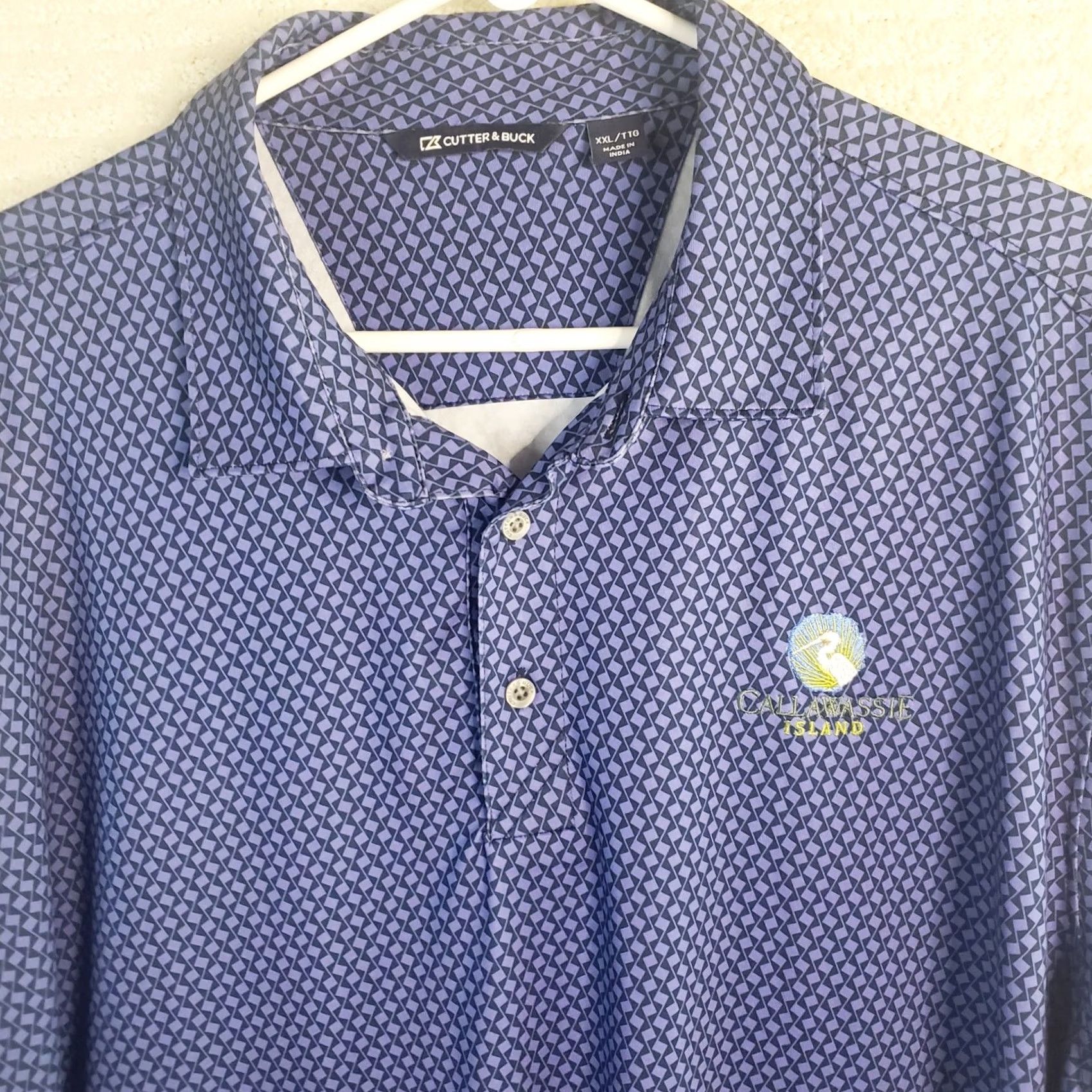 Cutter & Buck Cutter & Buck Men XXL Purple Black Geometric Print Golf Polo Shirt Callawassie Size US XXL / EU 58 / 5 - 3 Thumbnail