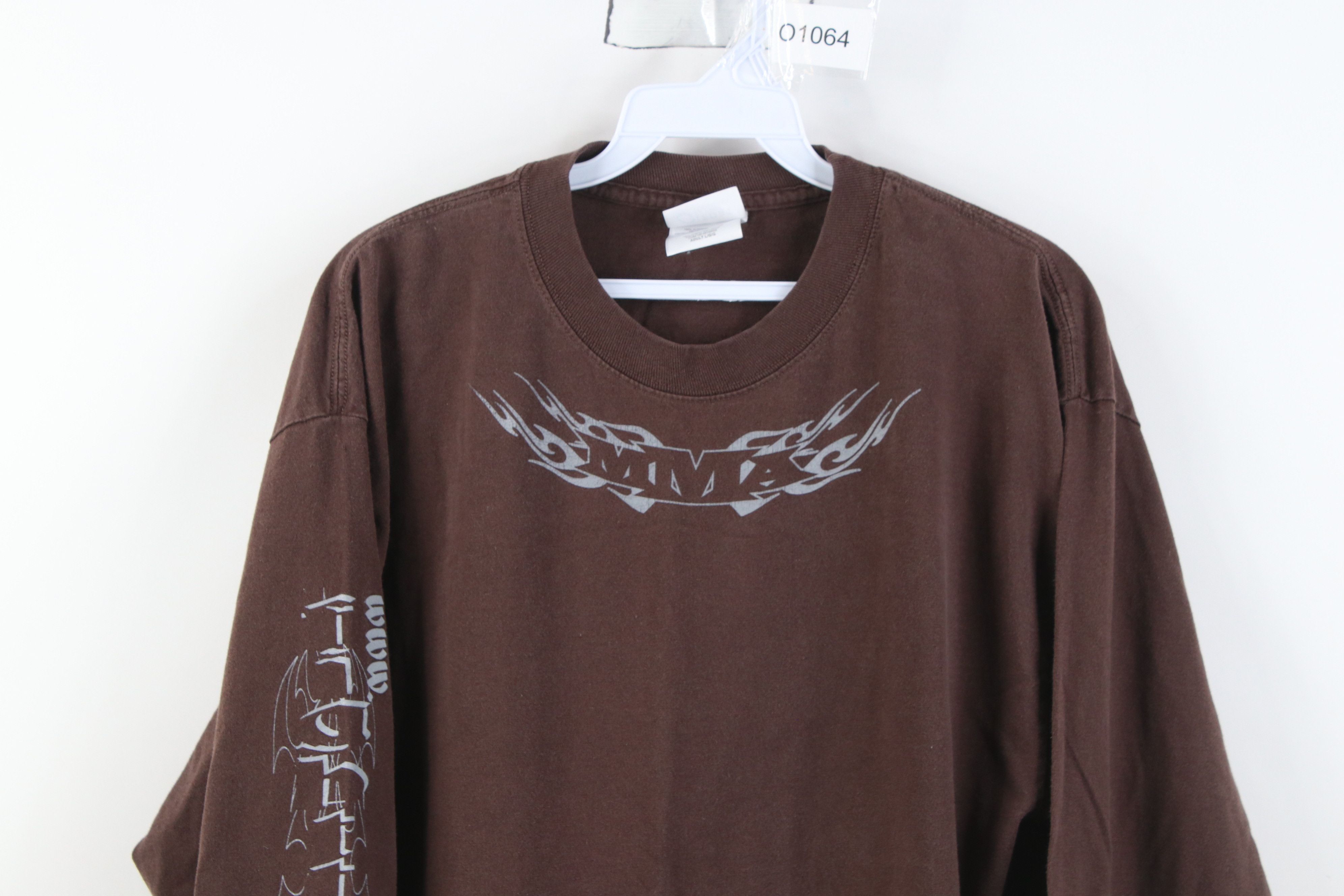 Vintage Vintage Y2K Fight Tenacious Skull Flames Long Sleeve T-Shirt Size US L / EU 52-54 / 3 - 2 Thumbnail