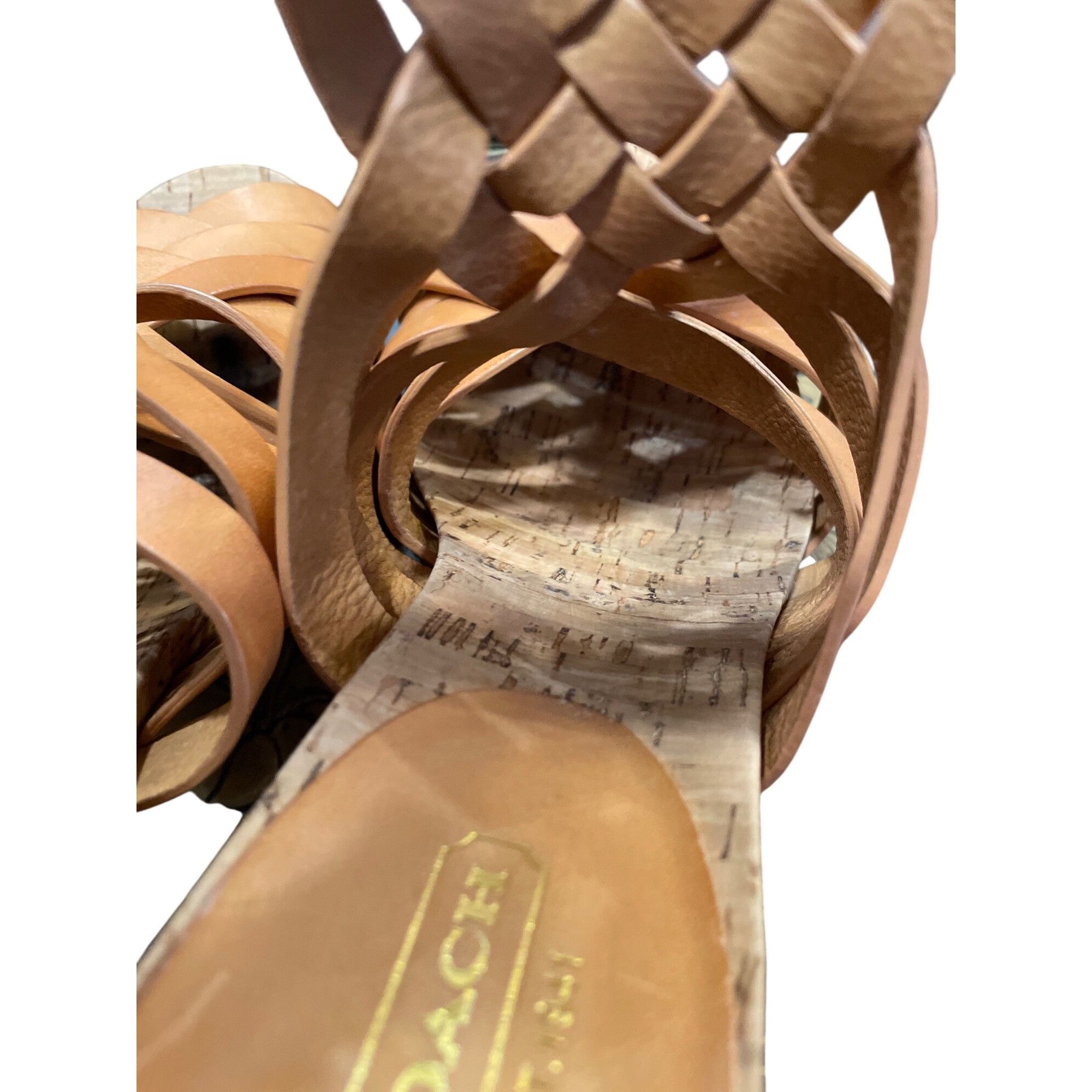 Coach Coach wms brown leather strappy open toe 4" block dress heel Size US 9 / IT 39 - 8 Thumbnail