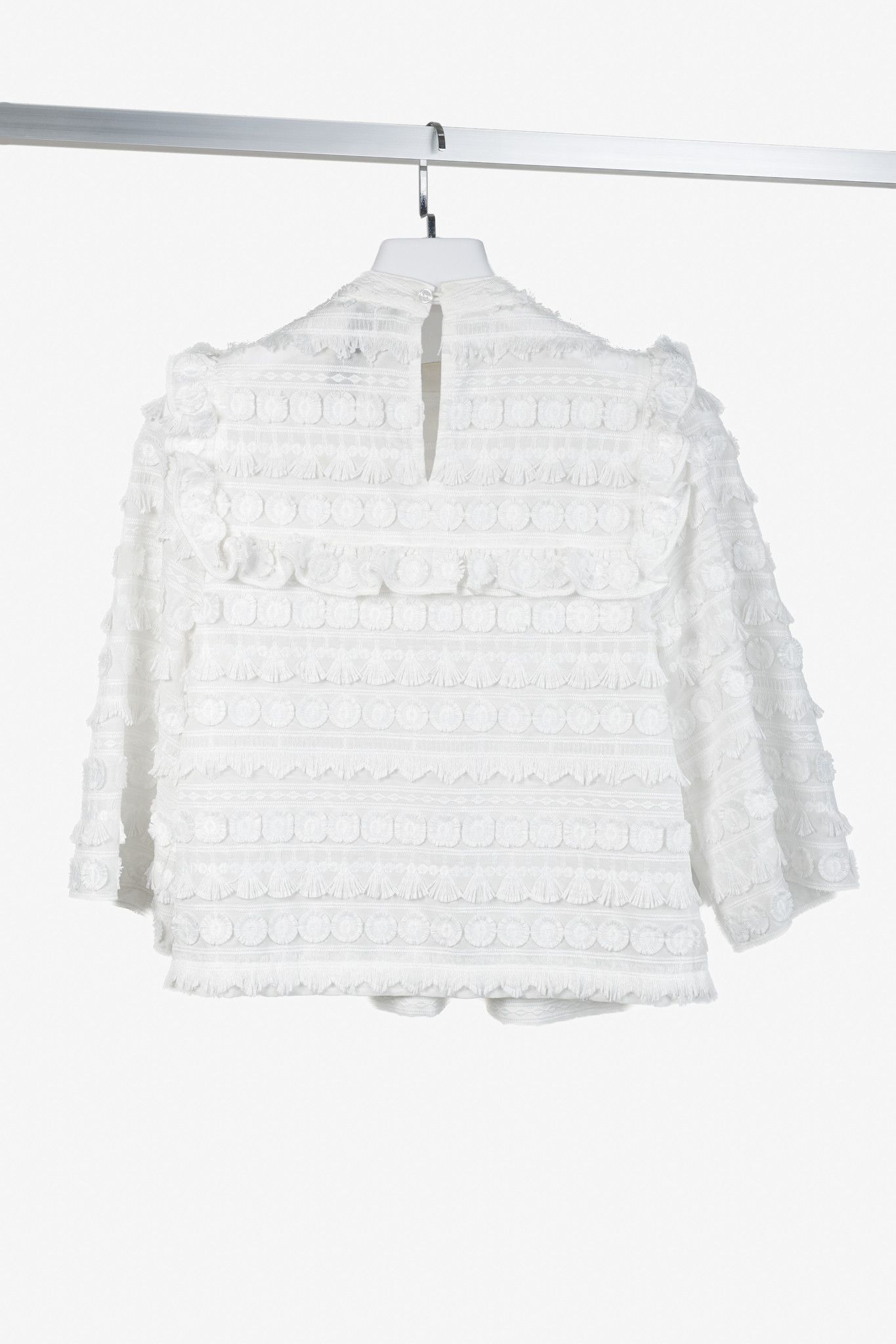SMYTHE Smythe Ivory 3D-Embroidered A-Line Blouse Size S / US 4 / IT 40 - 2 Thumbnail