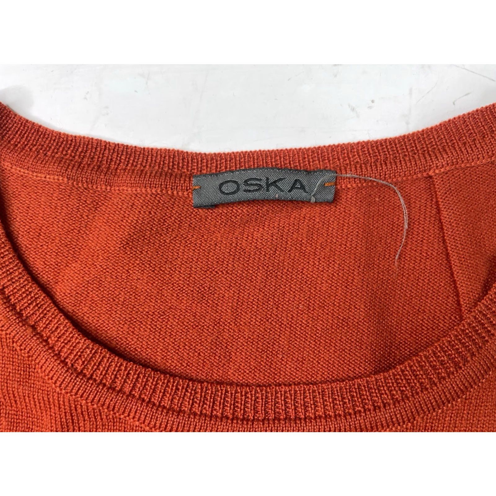 Vintage OSKA Dress A-Line Long Knit Wool Crew Neck Long Sleeve Orange Women Size 0 Knitted Knee Length Vintage No (Adapted) Size XS / US 0-2 / IT 36-38 - 2 Thumbnail