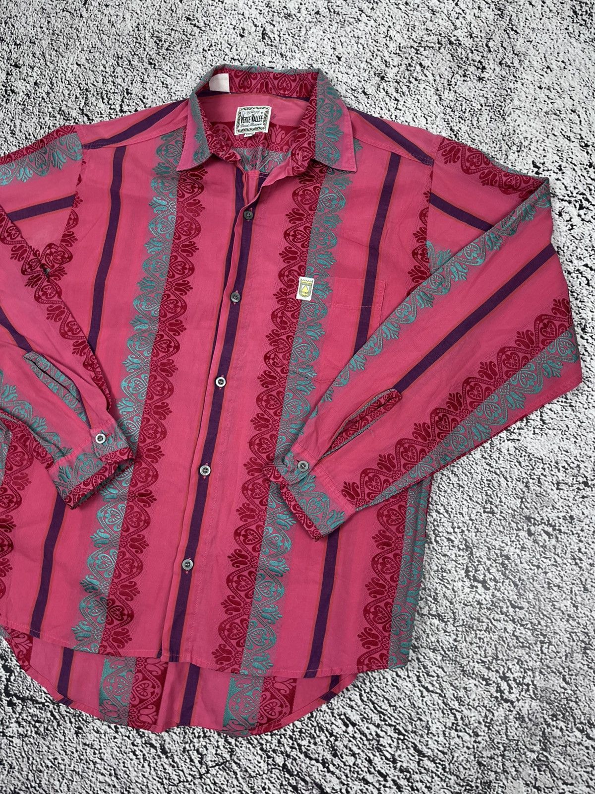 Vintage Vintage Rare Verte Vallee Embroidered striped shirt Size US M / EU 48-50 / 2 - 3 Thumbnail