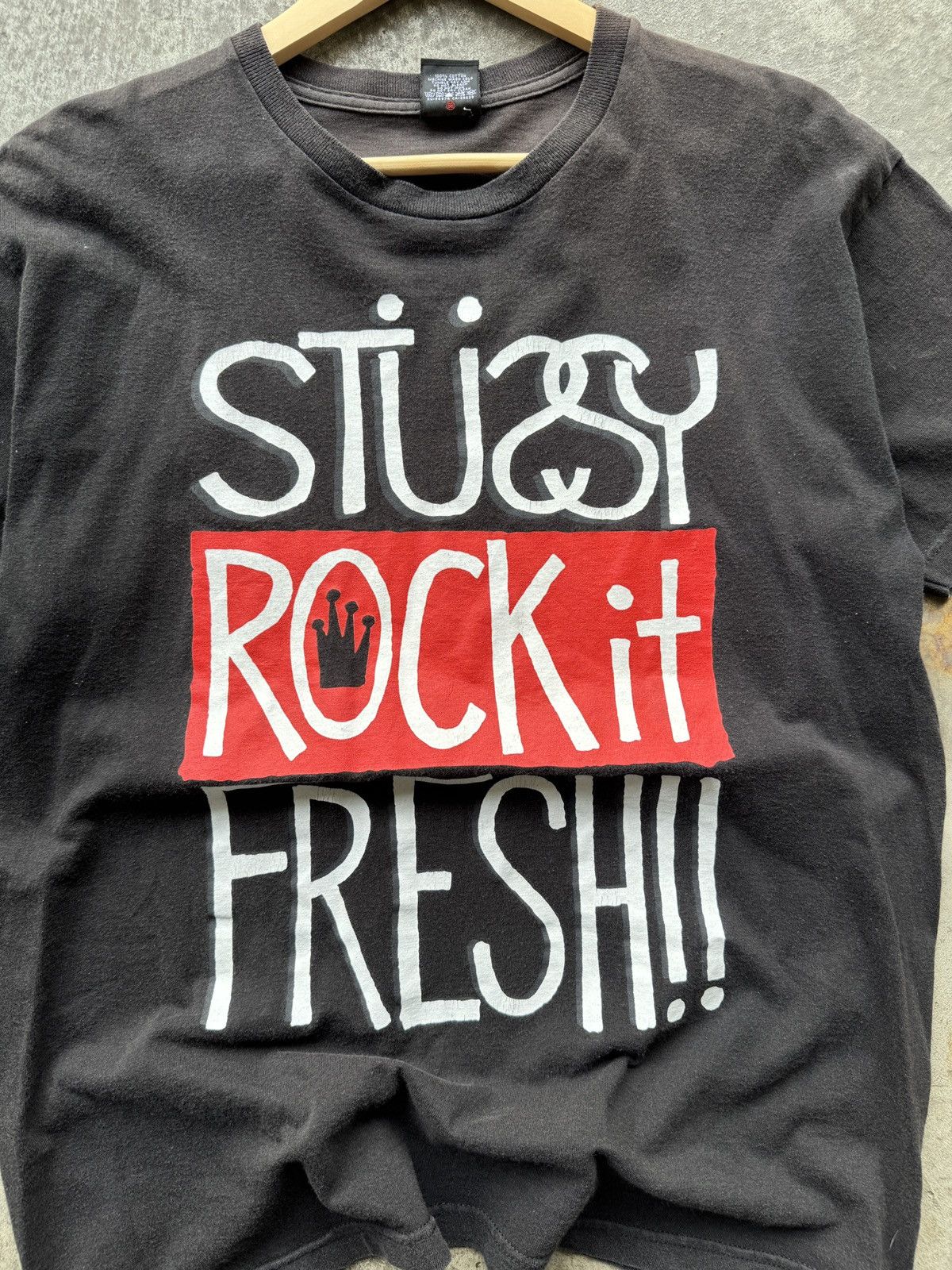 Stussy Vintage 1990s rare stussy rock it fresh graphic t shirt Size US L / EU 52-54 / 3 - 2 Thumbnail