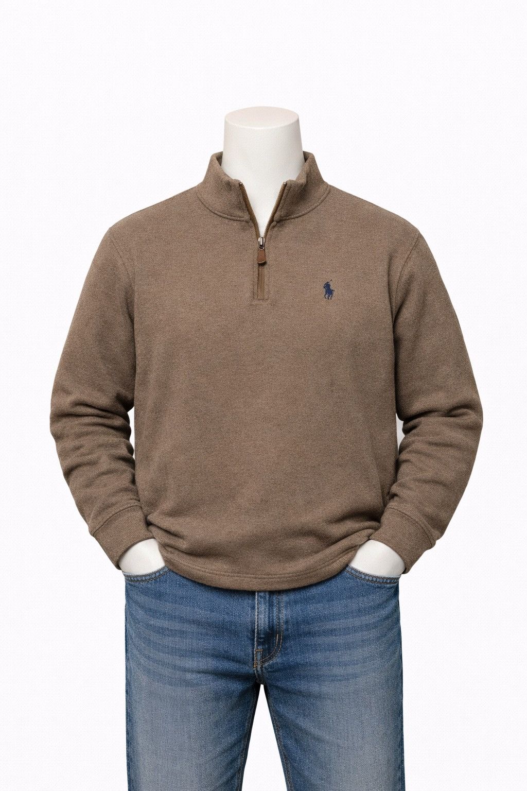 Polo Ralph Lauren Polo Ralph Lauren Brown 1/4 Zip Vintage Sweatshirt PRL Size US M / EU 48-50 / 2 - 1 Thumbnail