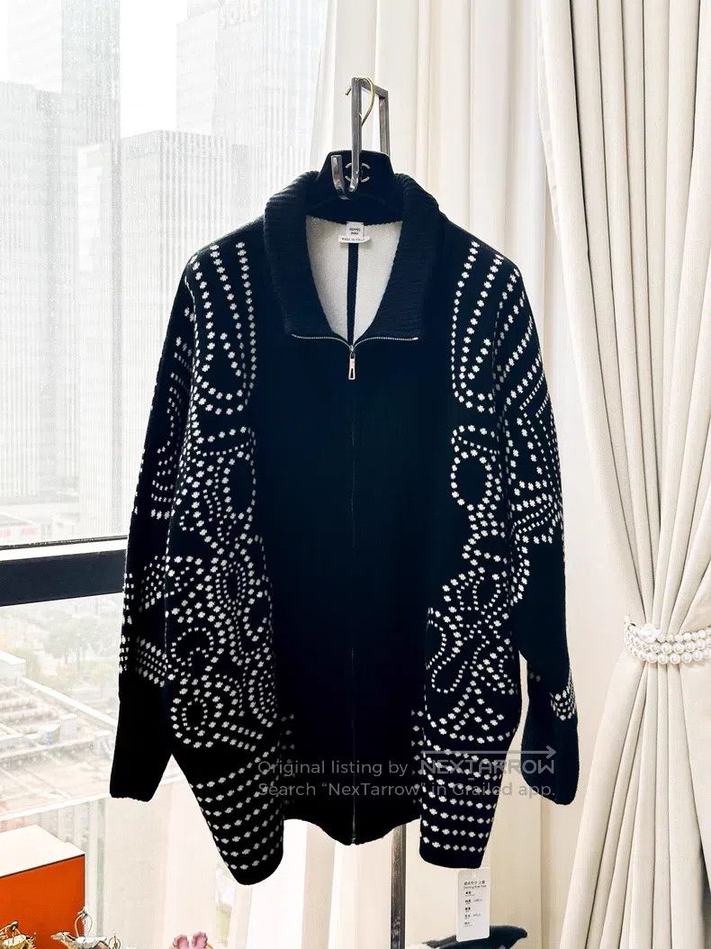 Hermes Hermes Black Cashmere Crochet Zip Up Long Sleeve Sweater Size XXS / US 00 / IT 34 - 1 Thumbnail