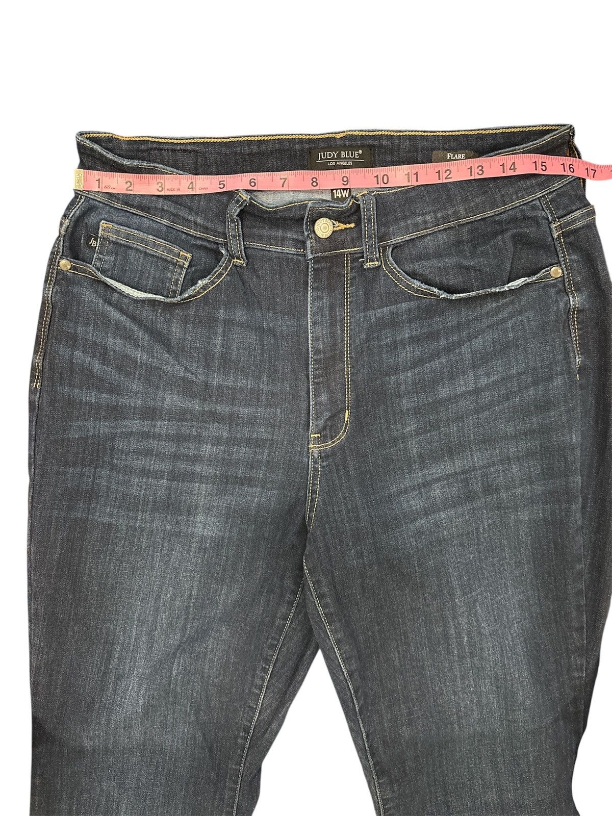 Judy Blue Judy Blue Women’s Flare Jeans Dark Wash Raw Hem Size 14w Size 36" / US 14 / IT 50 - 2 Thumbnail