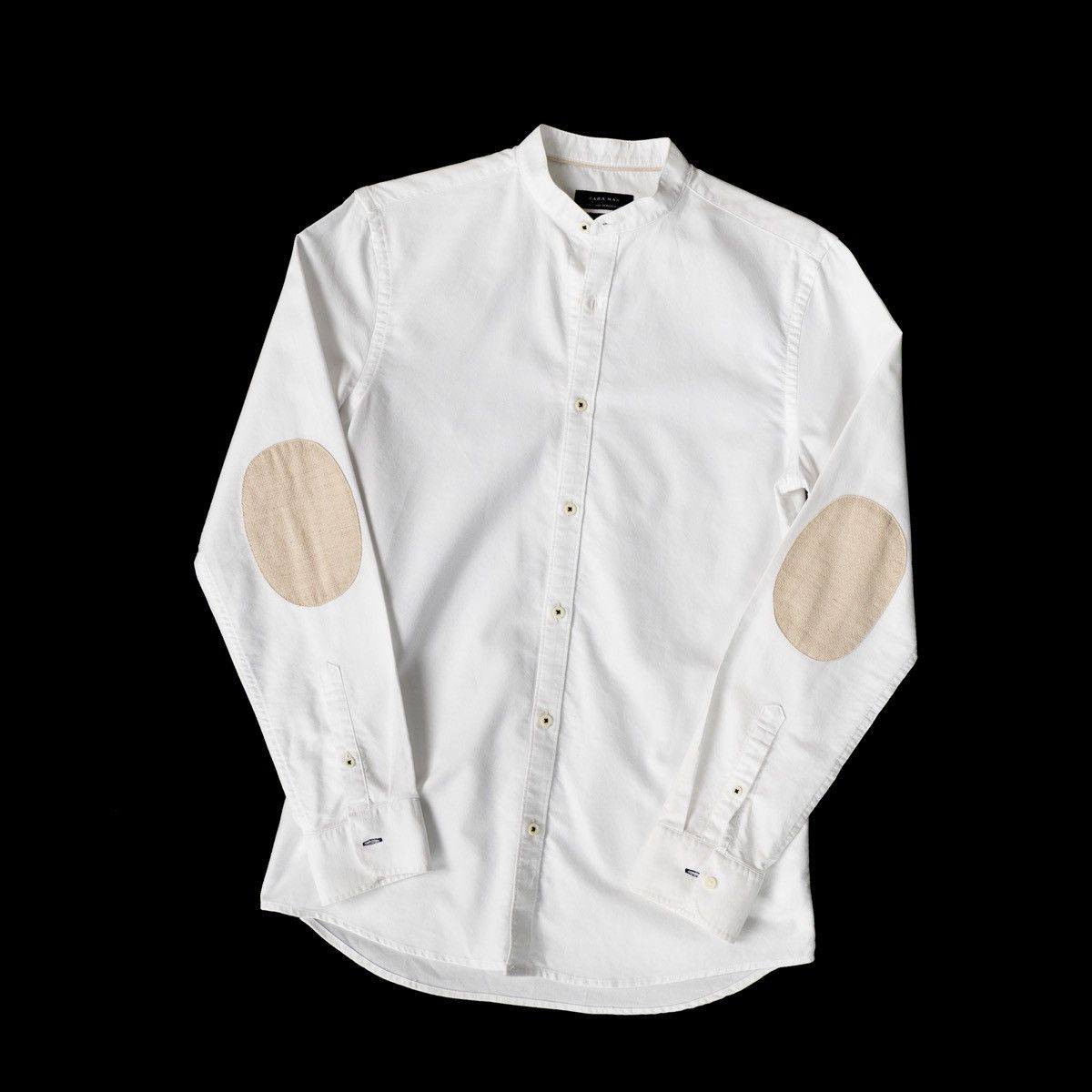 Zara Zara Man White Shirt Band Collar Elbow Patch Button Up LS Size US S / EU 44-46 / 1 - 3 Thumbnail