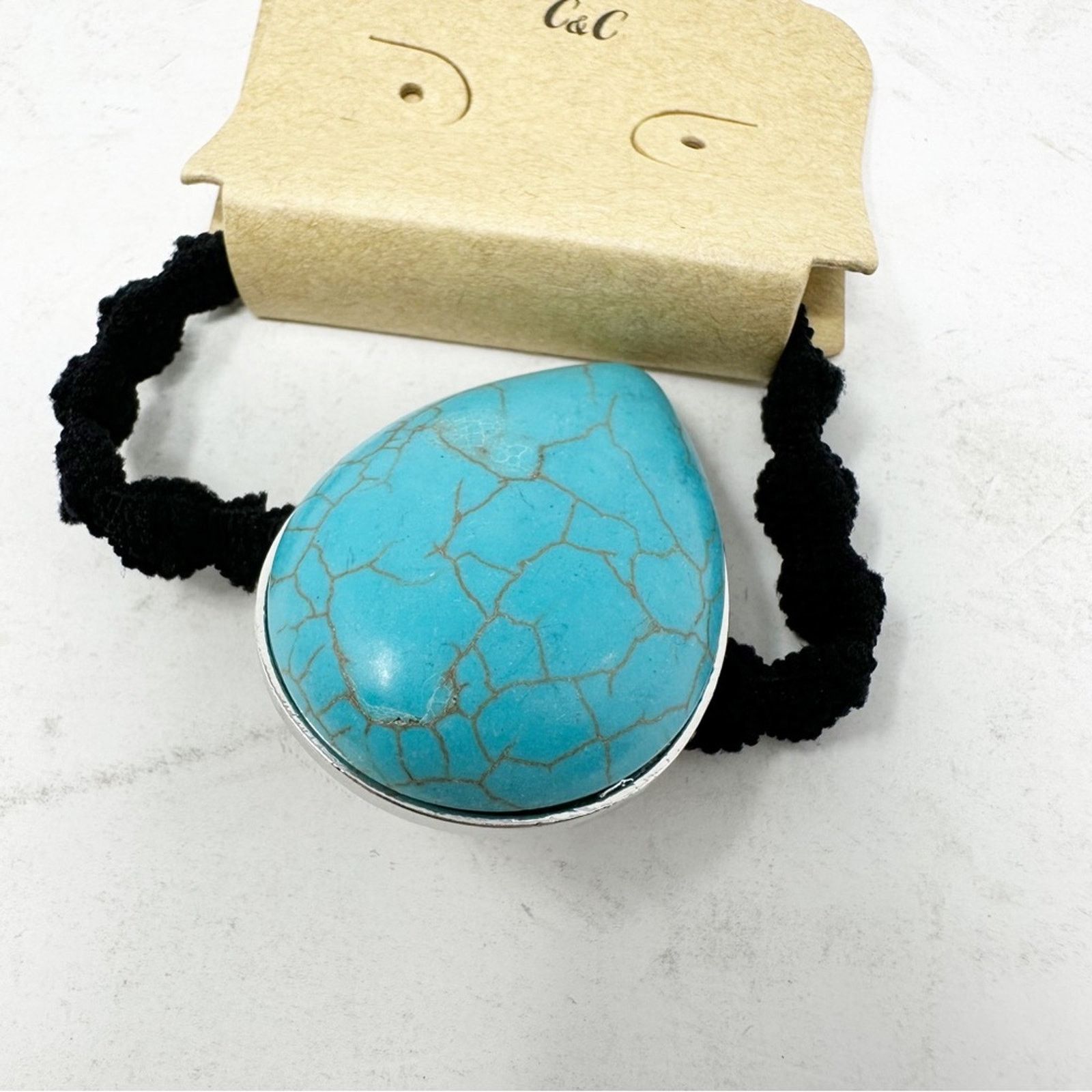 Tibi Western Turquoise Teardrop Ponytail Holder NWT Size ONE SIZE - 2 Thumbnail