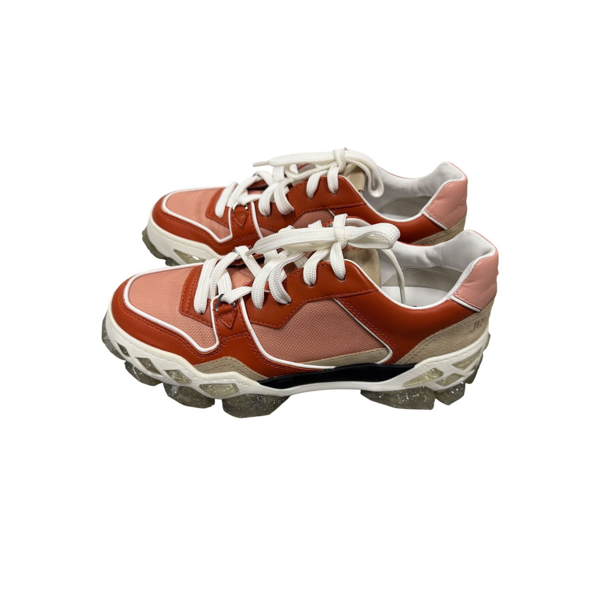 Jimmy Choo Jimmy Choo Womens Peach & White Sneakers 38.5 Leather/Suede Size US 8.5 / IT 38.5 - 12 Thumbnail