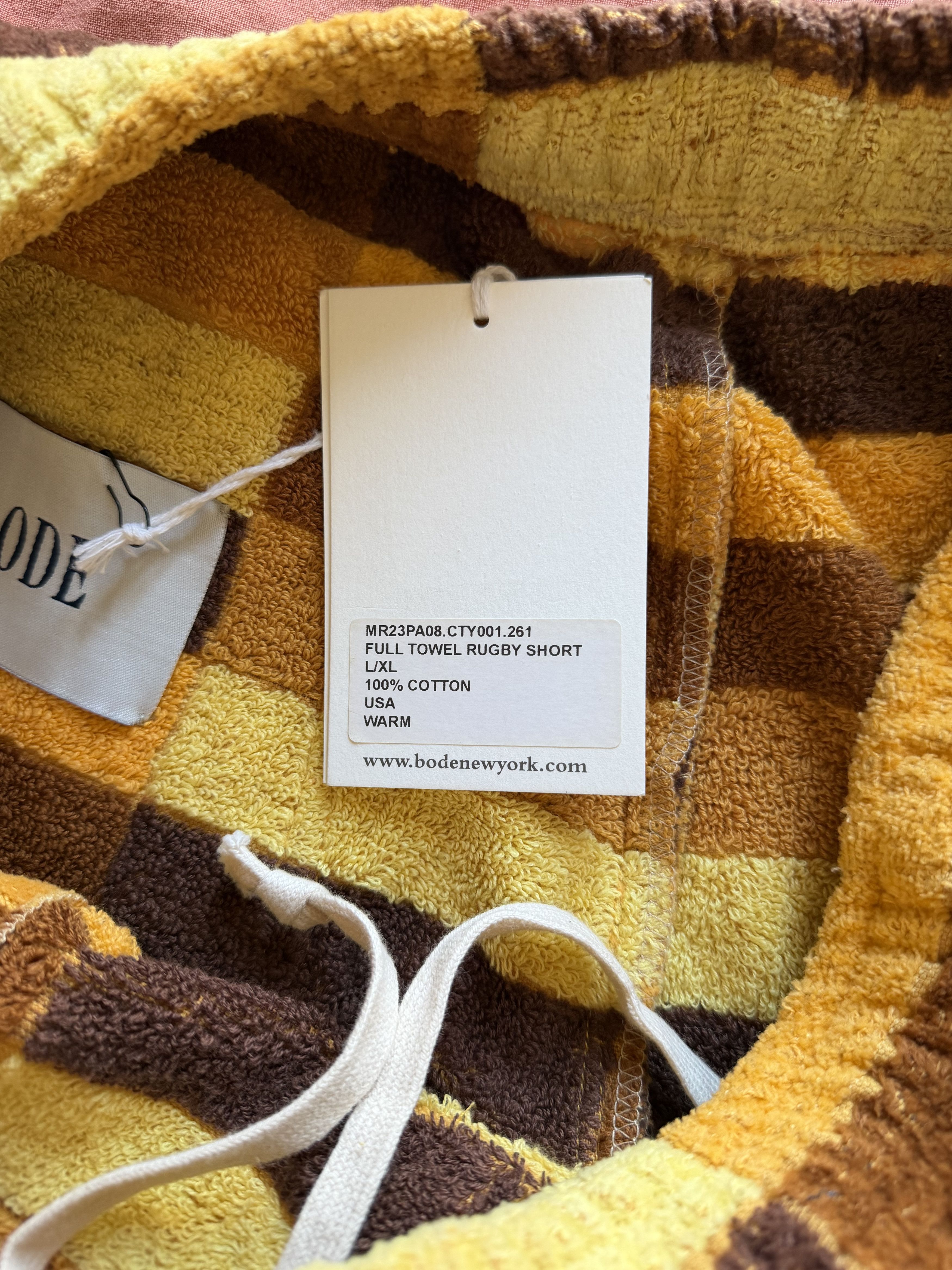 Bode Bode One of a Kind Full Towel Rugby Shorts in Yellow Size US 34 / EU 50 - 7 Thumbnail