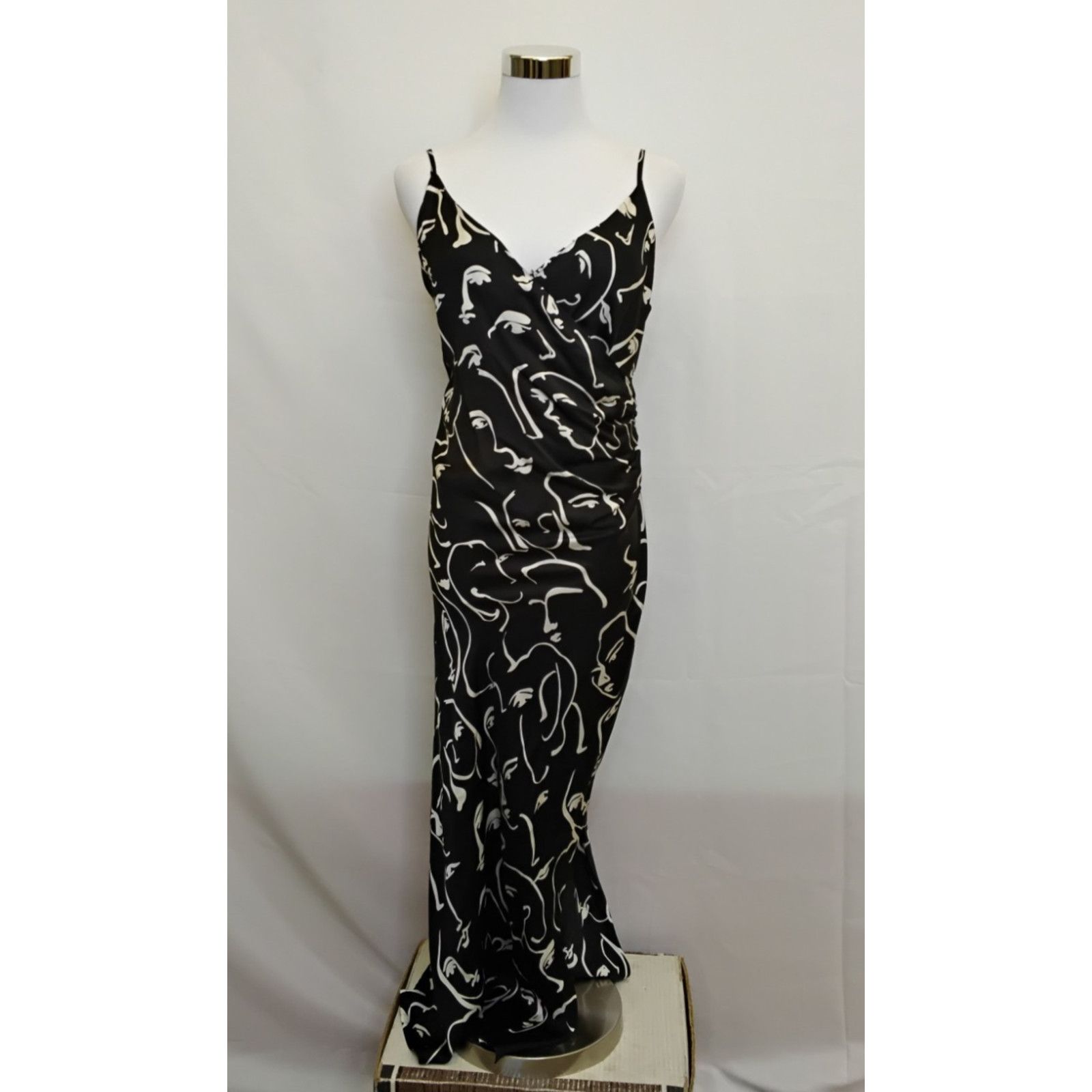 Other En Saison Slip Dress Women's S Black/White Abstract Face NWT Size S / US 4 / IT 40 - 2 Thumbnail