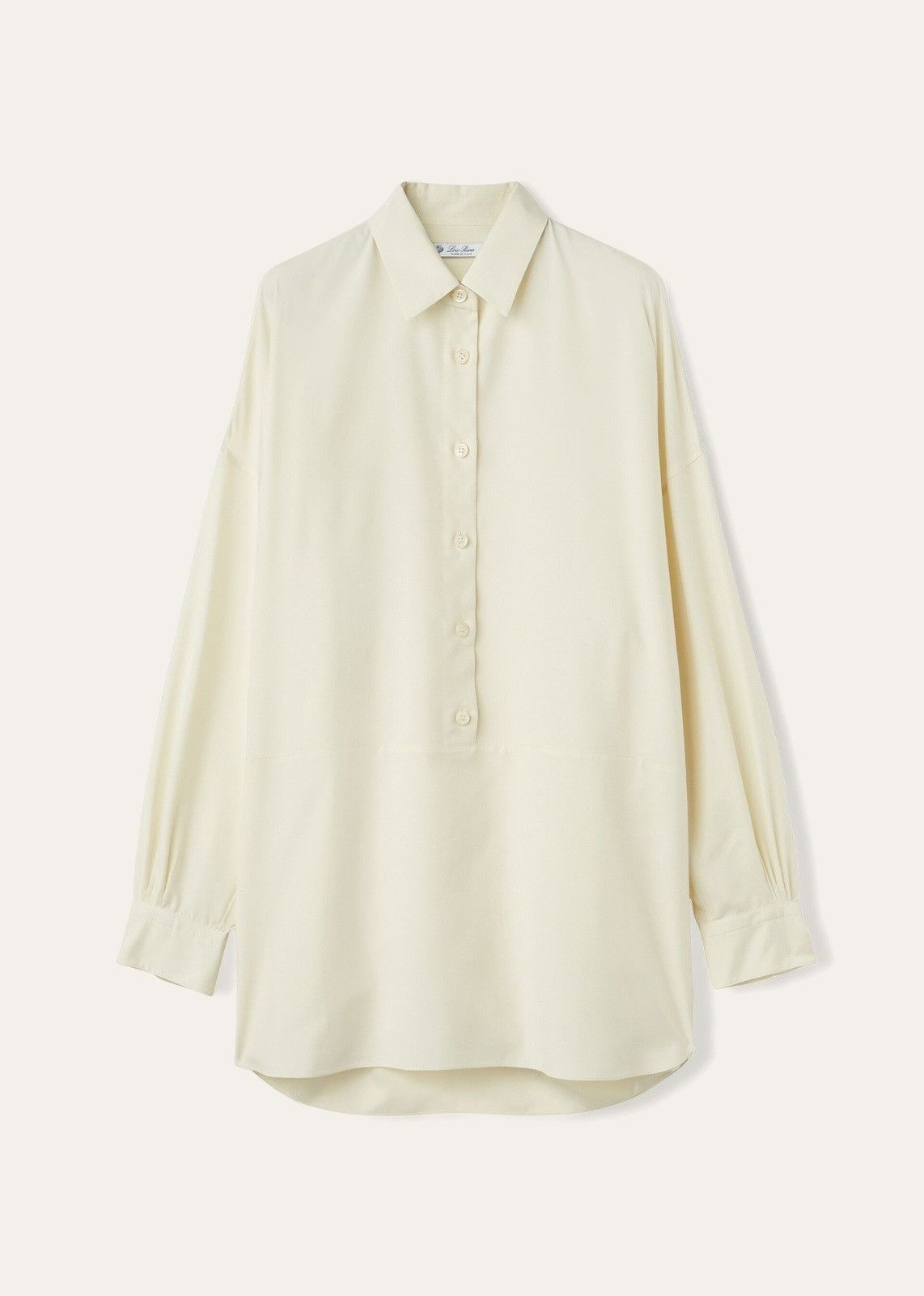 Loro Piana o1srvl11e0824 Sveva Popeline Silk Shirt in Off White Size XL / US 12-14 / IT 48-50 - 1 Thumbnail