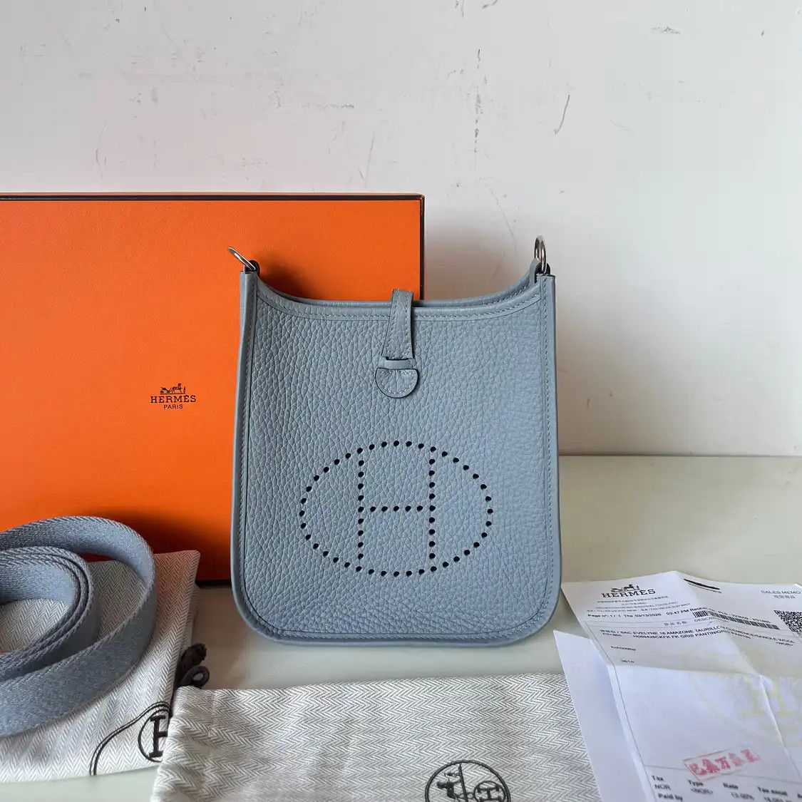 Hermes Hermes Evelyne mini wood grey Clemence cowhide leather cutout Evelyne crossbody Size ONE SIZE - 1 Thumbnail
