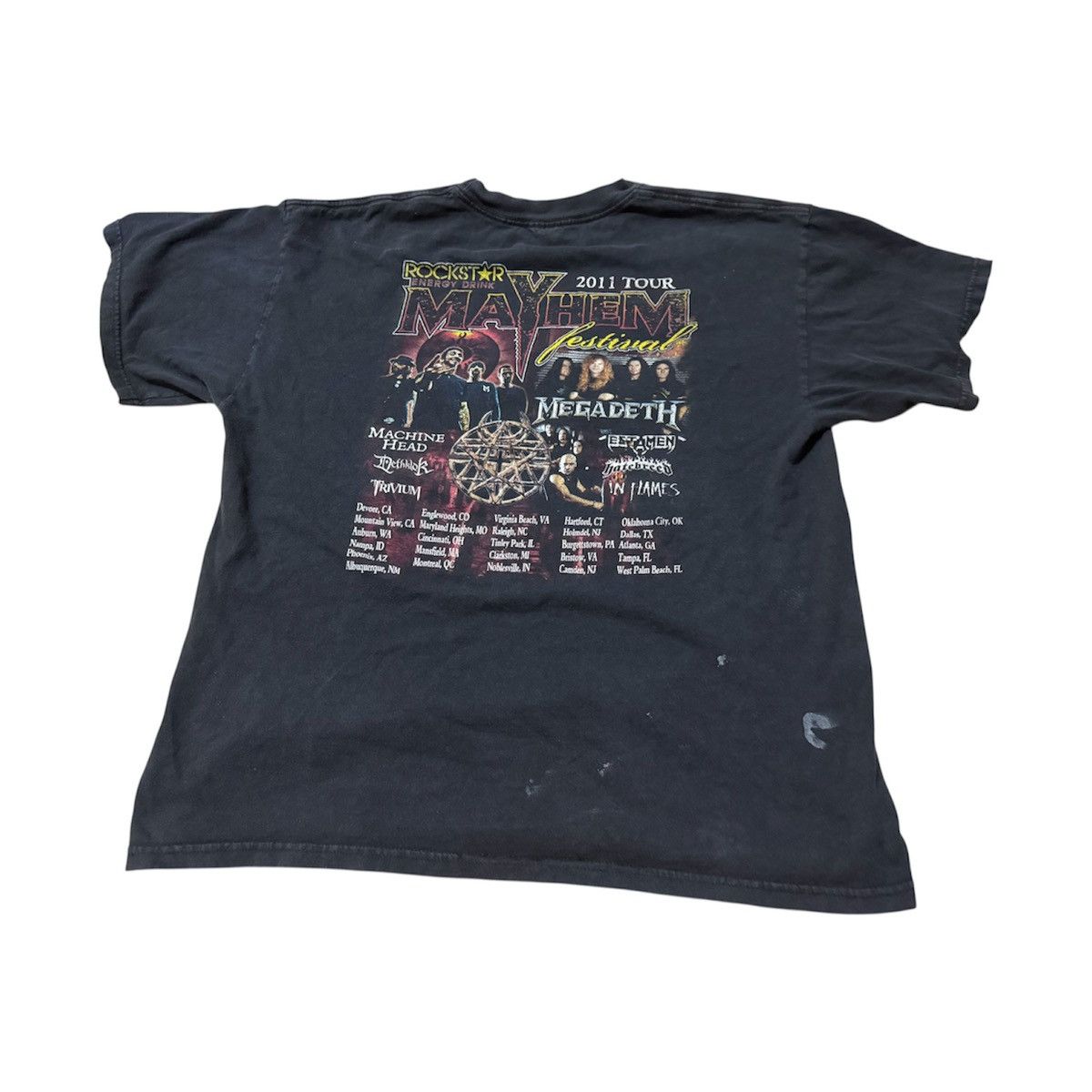 Band Tees Thrashed Rockstar Mayhem Festival 2011 Tour Shirt Sun Fade Size US XL / EU 56 / 4 - 2 Thumbnail
