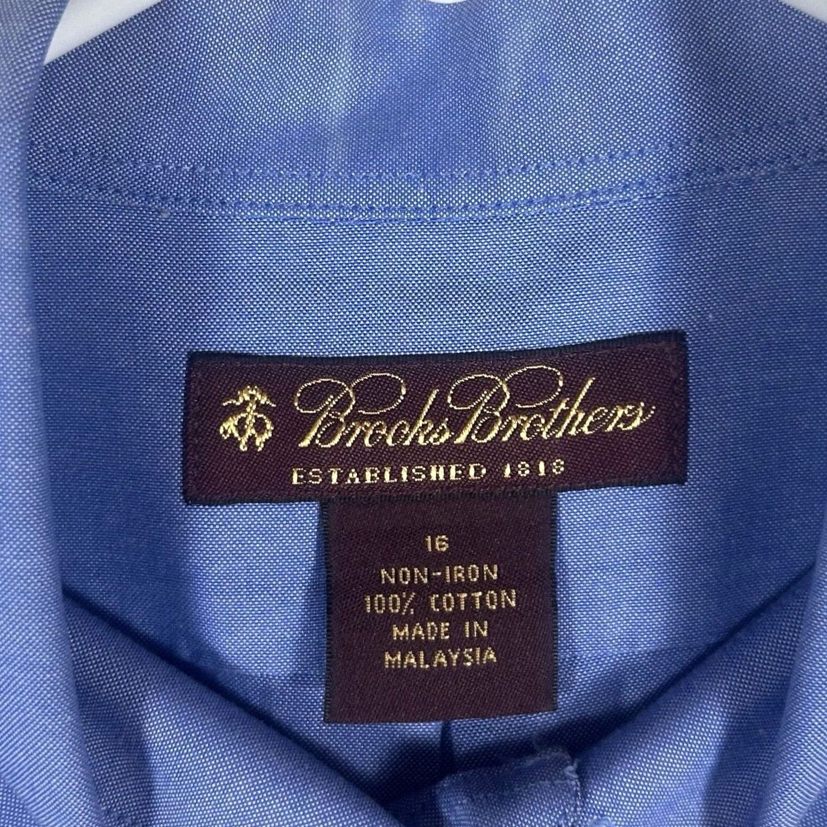 Brooks Brothers Brooks Brothers Button Down Dress Shirt Mens 16 Long Sleeve 100% Cotton Blue Solid Dress Shirt Mens 16 Size US L / EU 52-54 / 3 - 4 Thumbnail